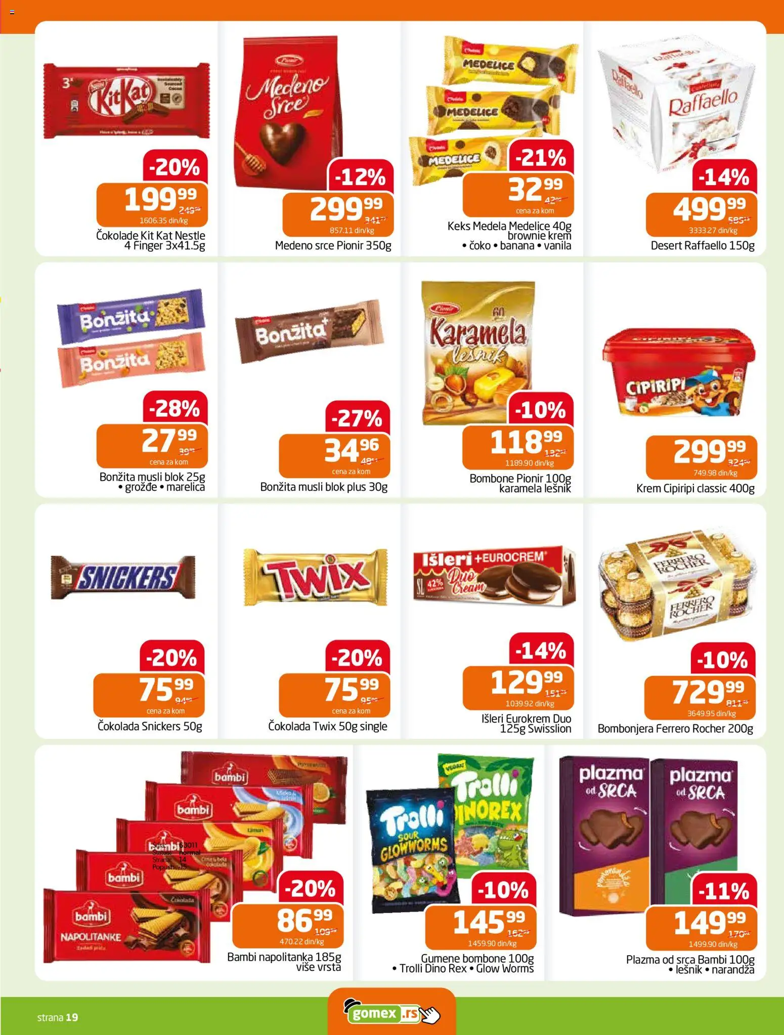 Gomex katalog - važi od 04.03.2026 | Strana: 19 | Proizvode: Plazma, Musli, Ferrero, Napolitanke