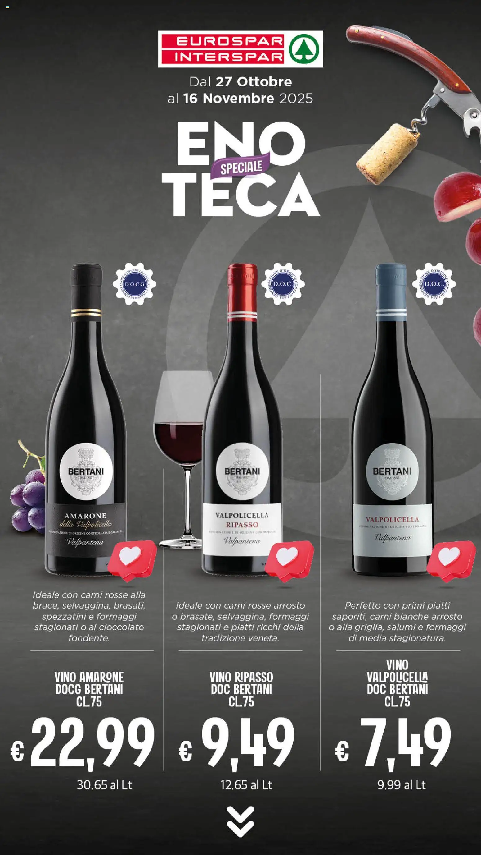 Volantino Eurospar del 27.10.2025 | Pagina: 25 | Prodotti: Arrosto, Cioccolato, Vino