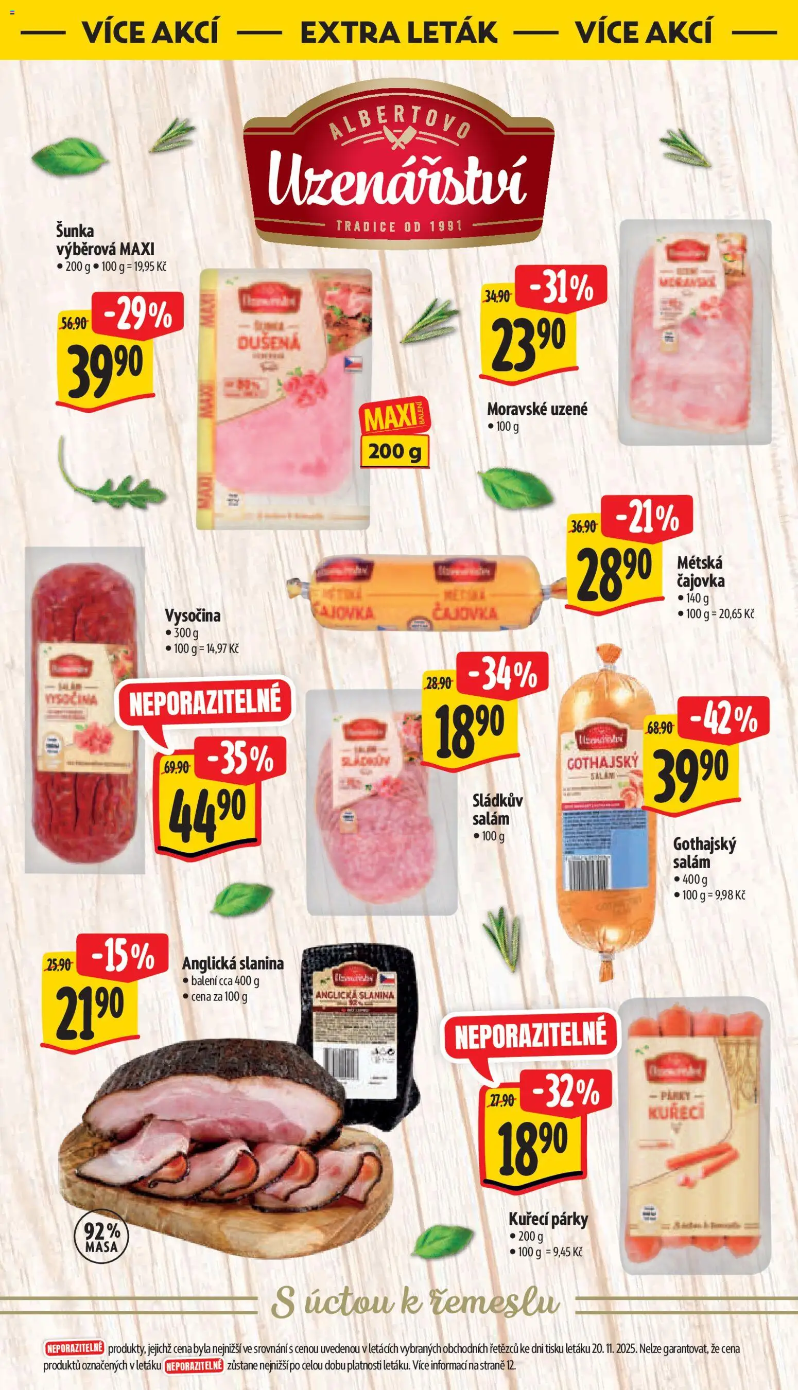 Albert leták - Supermarket od 26.11.2025 | Strana: 38 | Produkty: Salám, Gothajský salám, Vysočina, Slanina