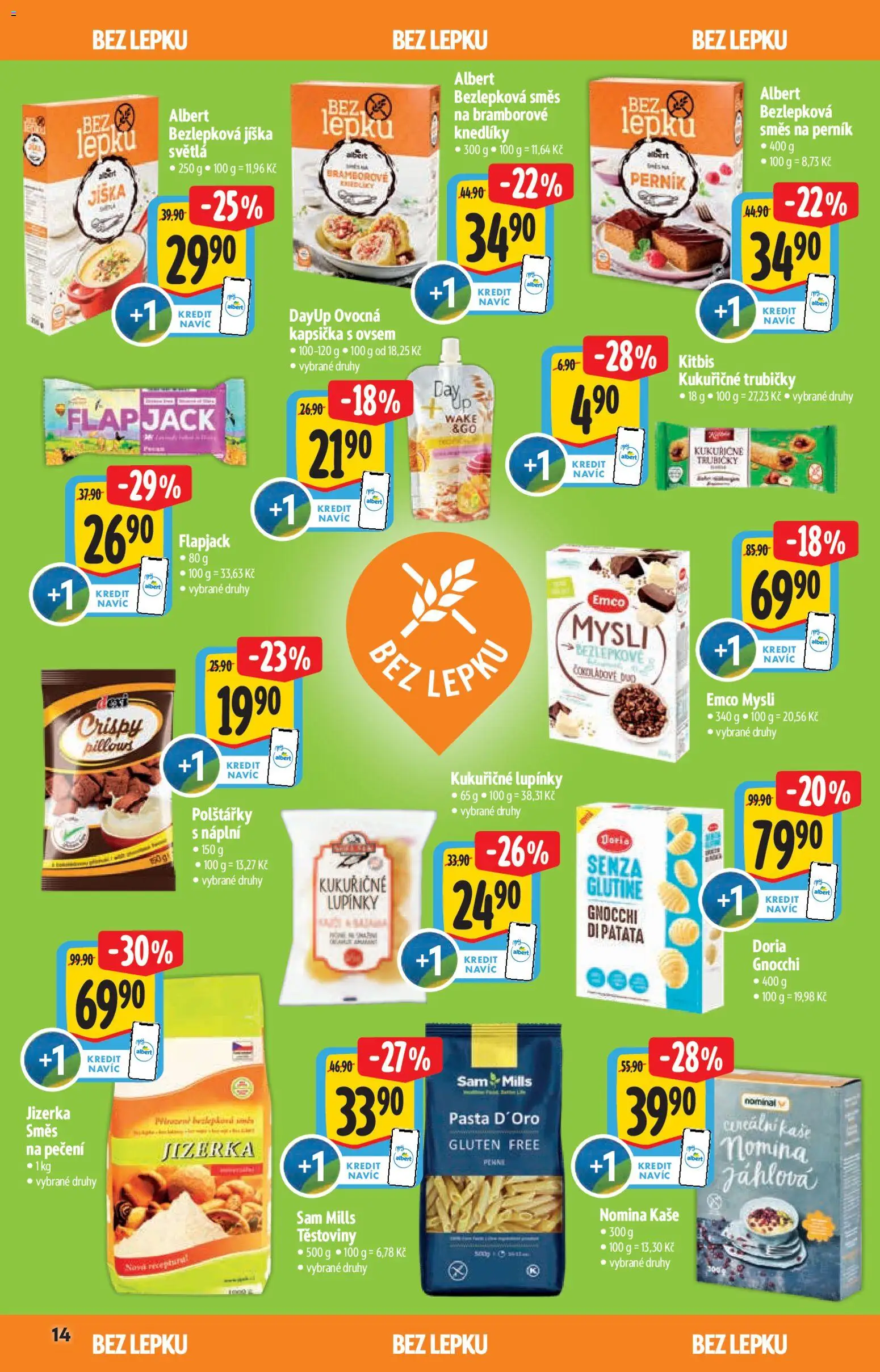 Albert katalog - Supermarket od 14.01.2026 | Strana: 14 | Produkty: Emco Mysli, Flapjack, Kaše, Gnocchi