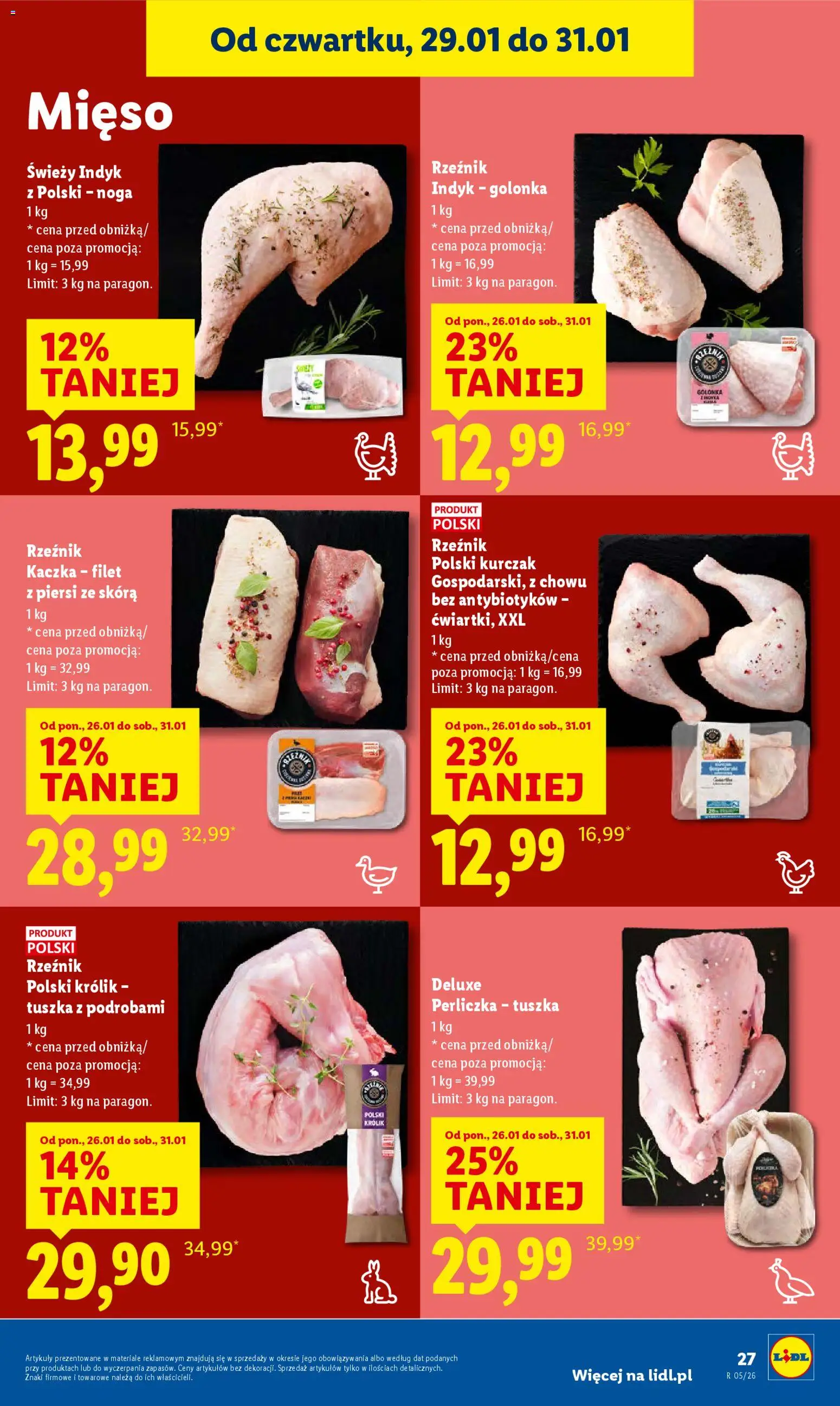 Lidl Gazetka od 29.01.2026 | Strona: 27 | Produkty: Kurczak, Piersi, Kaczka, Perliczka