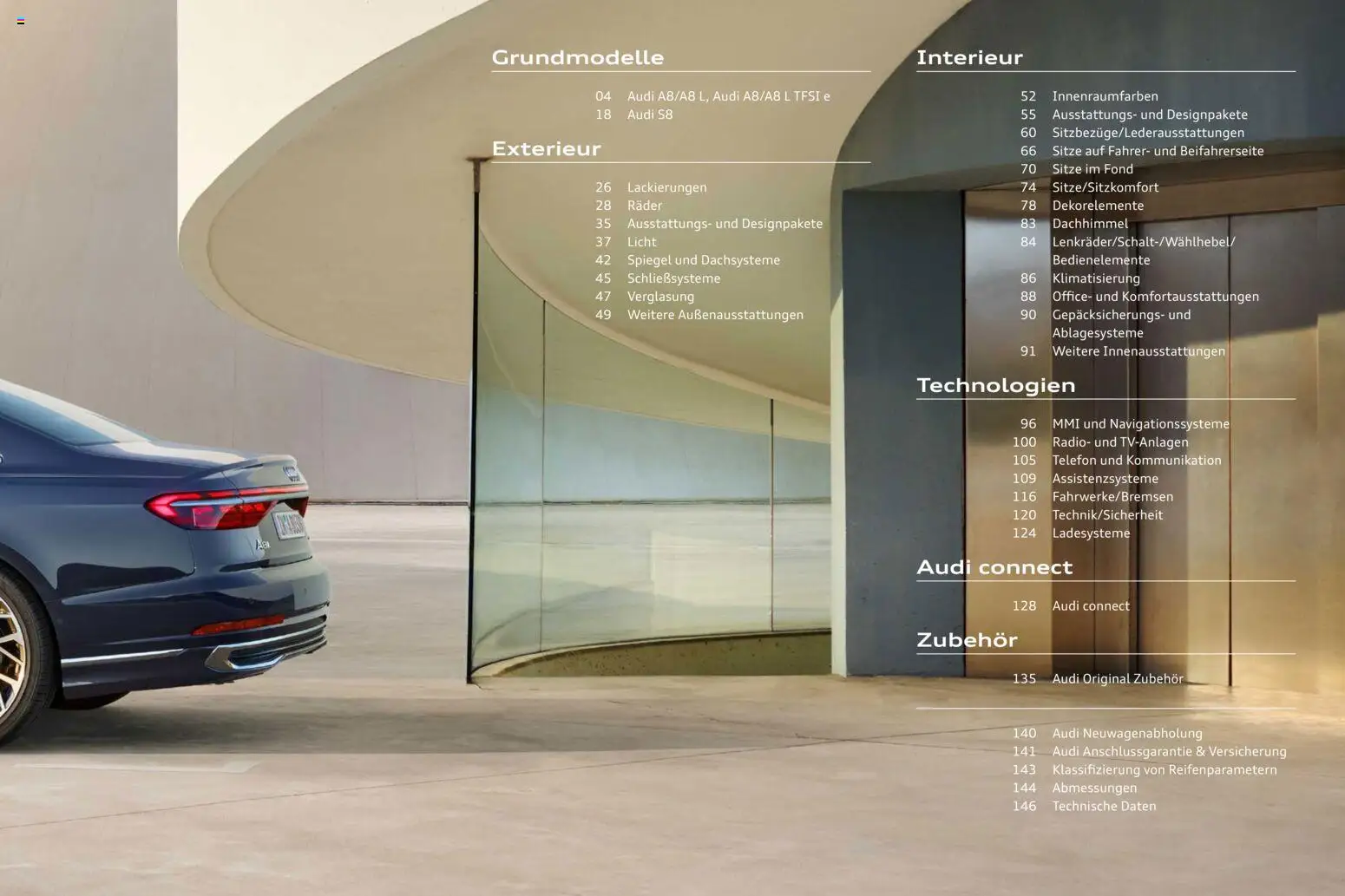 Audi A8 – gültig ab 28.10.2025 | Seite: 3 | Produkte: Spiegel, Telefon, Radio