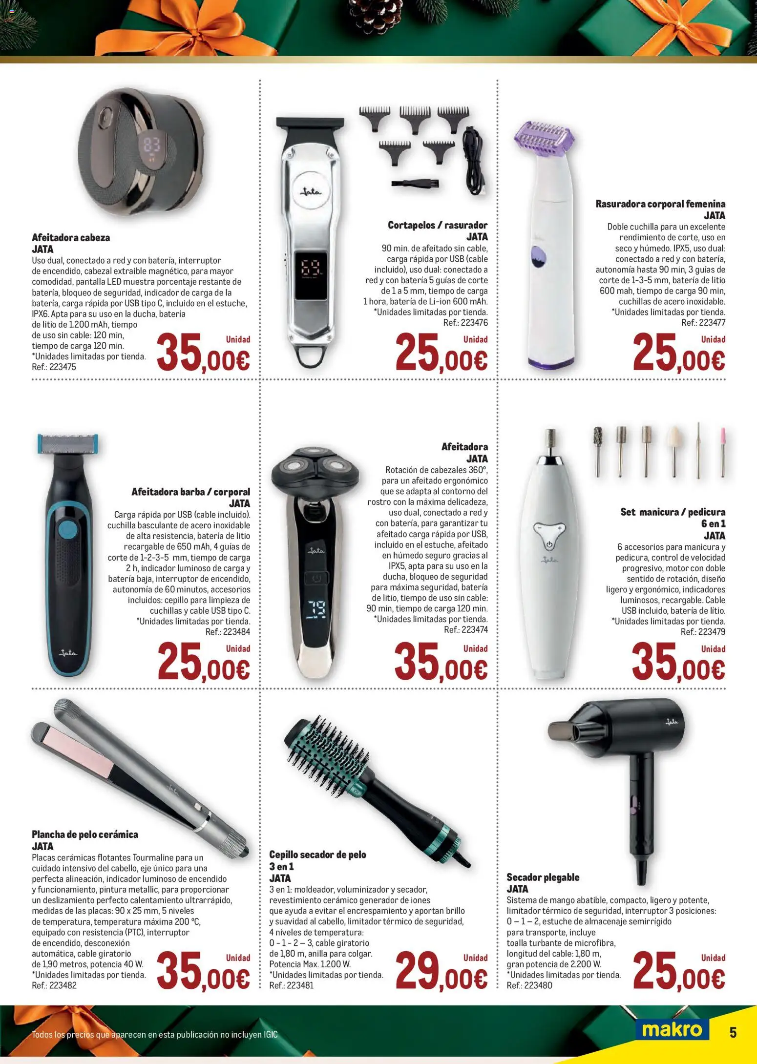 Makro - Ideas Regalos Canarias │ válido desde el 24.11.2025 | Página: 5 | Productos: Cable, Ρούτερ, Cortapelos, Secador de pelo