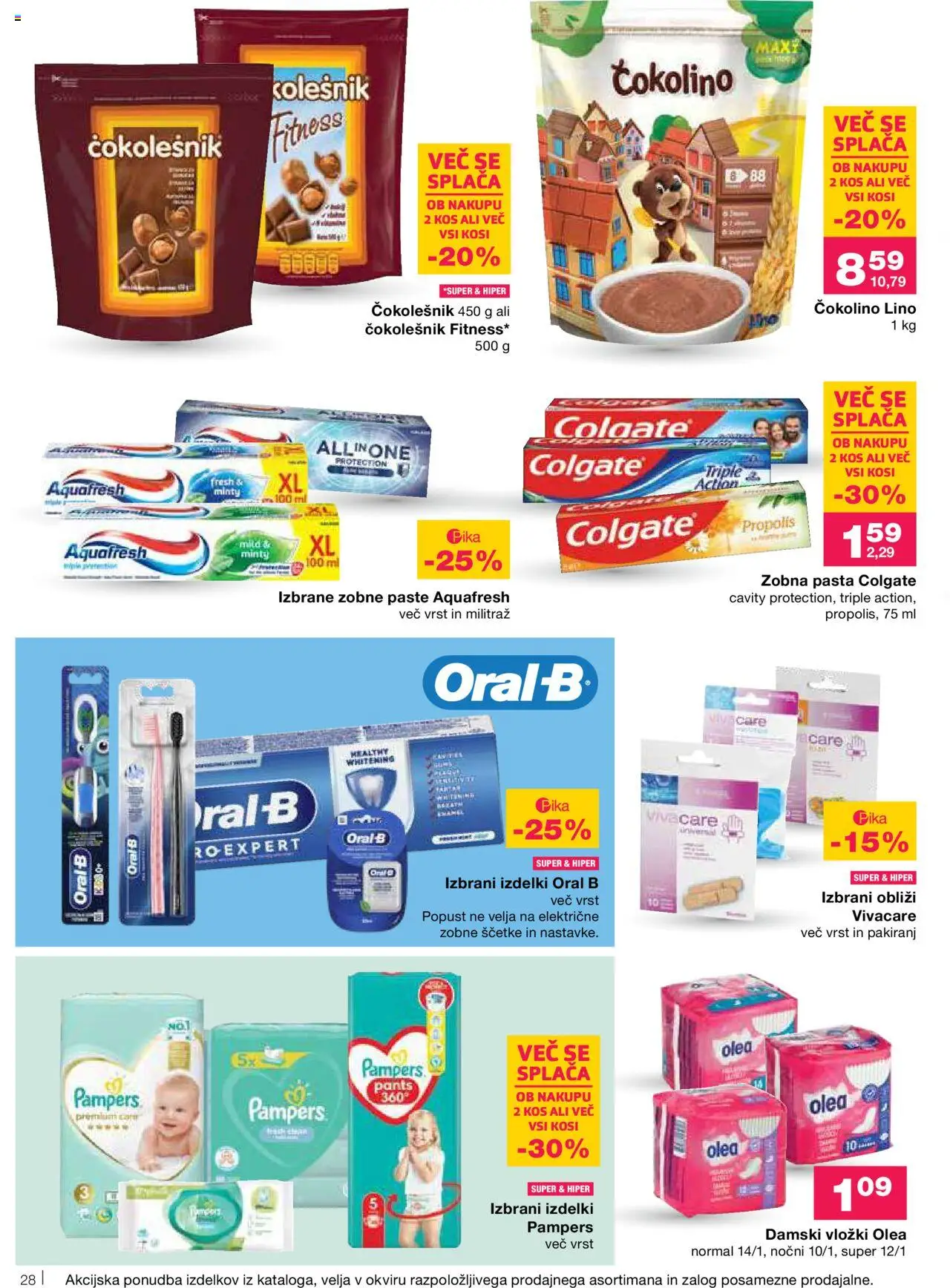 Mercator katalog │ velja od 14.08.2025 | Stran: 30 | Izdelki: Vložki, Kos, Čokolino, Zobna pasta