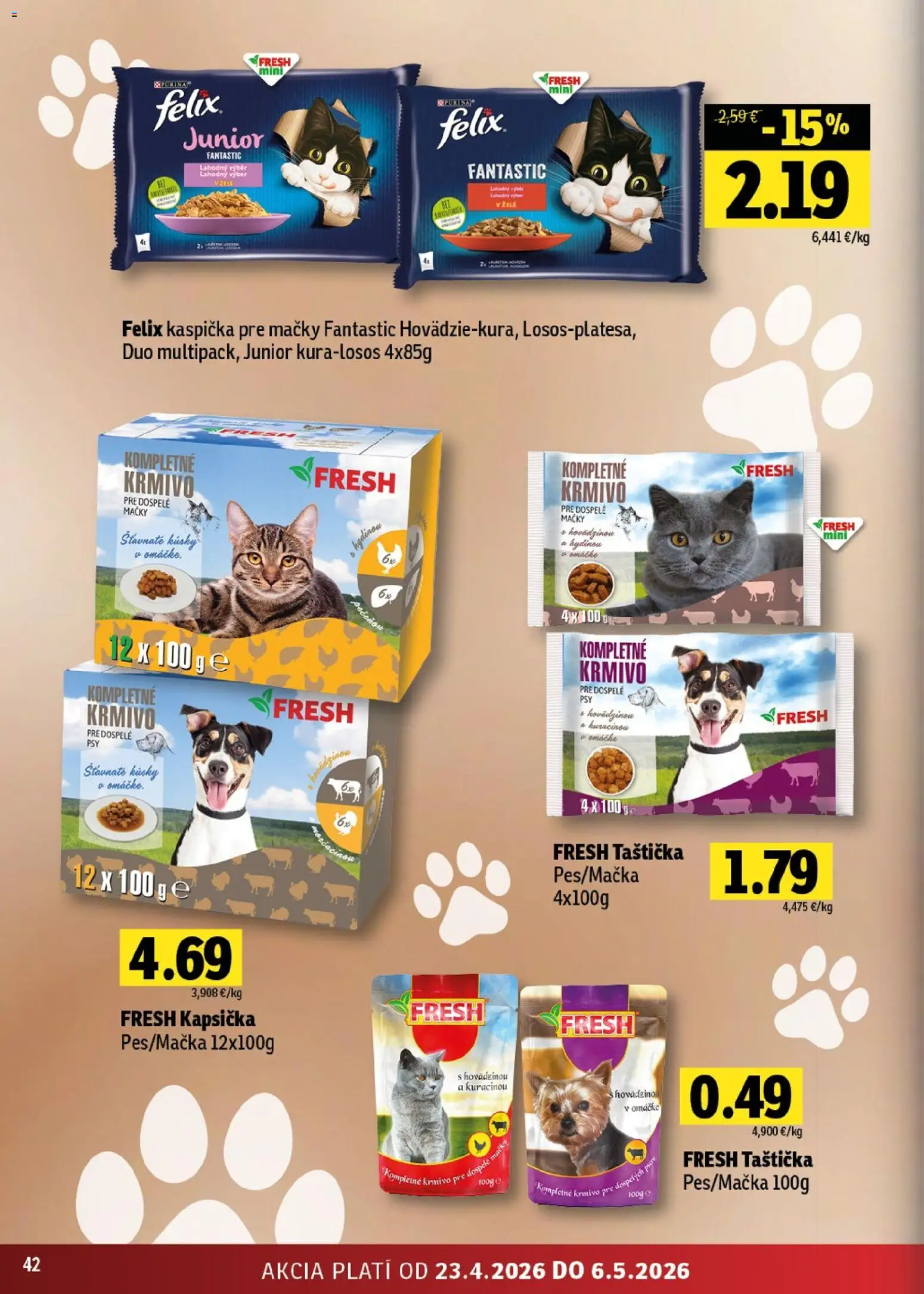 Nové Fresh akcie – leták je platný od 23.04.2026 | Strana: 42 | Produkty: Felix, Omáčka