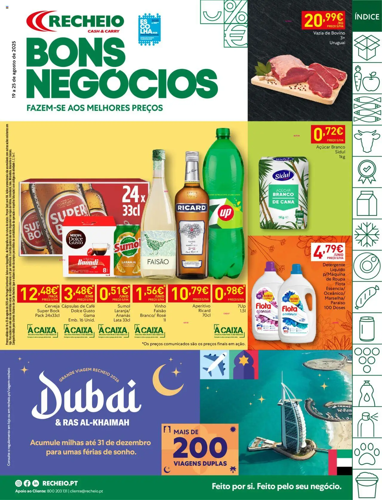 Recheio folheto │ válido de 19.08.2025 | Página: 1 | Produtos: Caixa, Café, Sumo, Cerveja