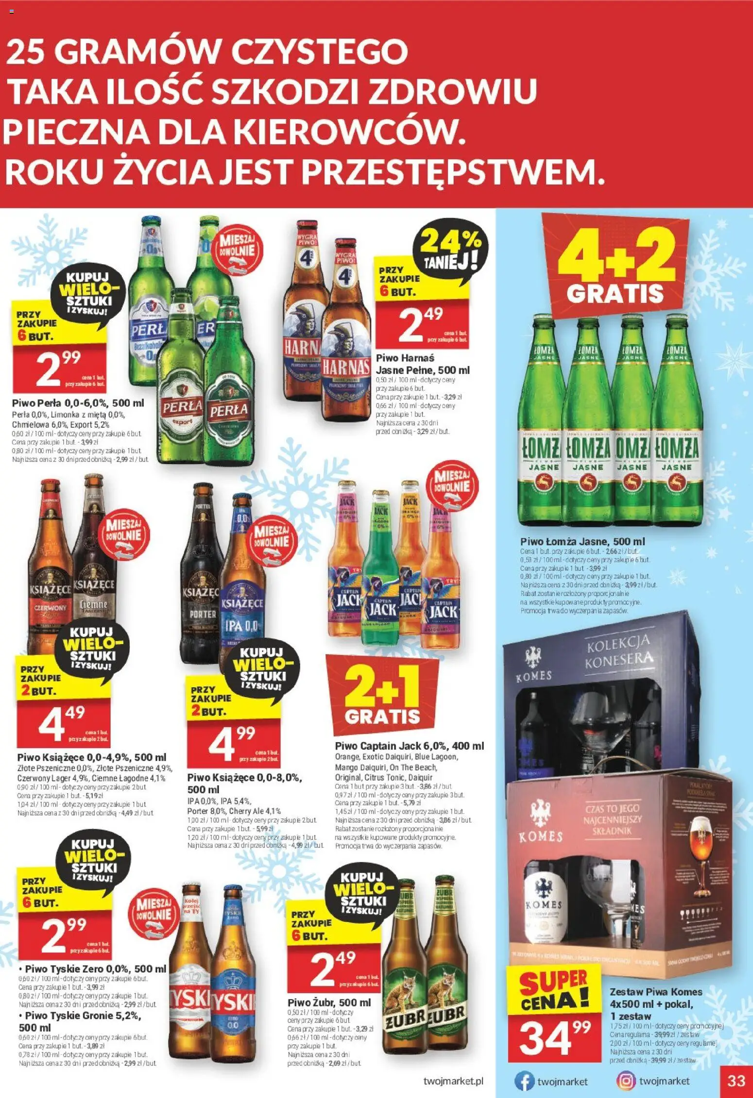 Twój Market Gazetka od 17.12.2025 | Strona: 33 | Produkty: Limonka, Piwo perła, Tyskie, Harnaś