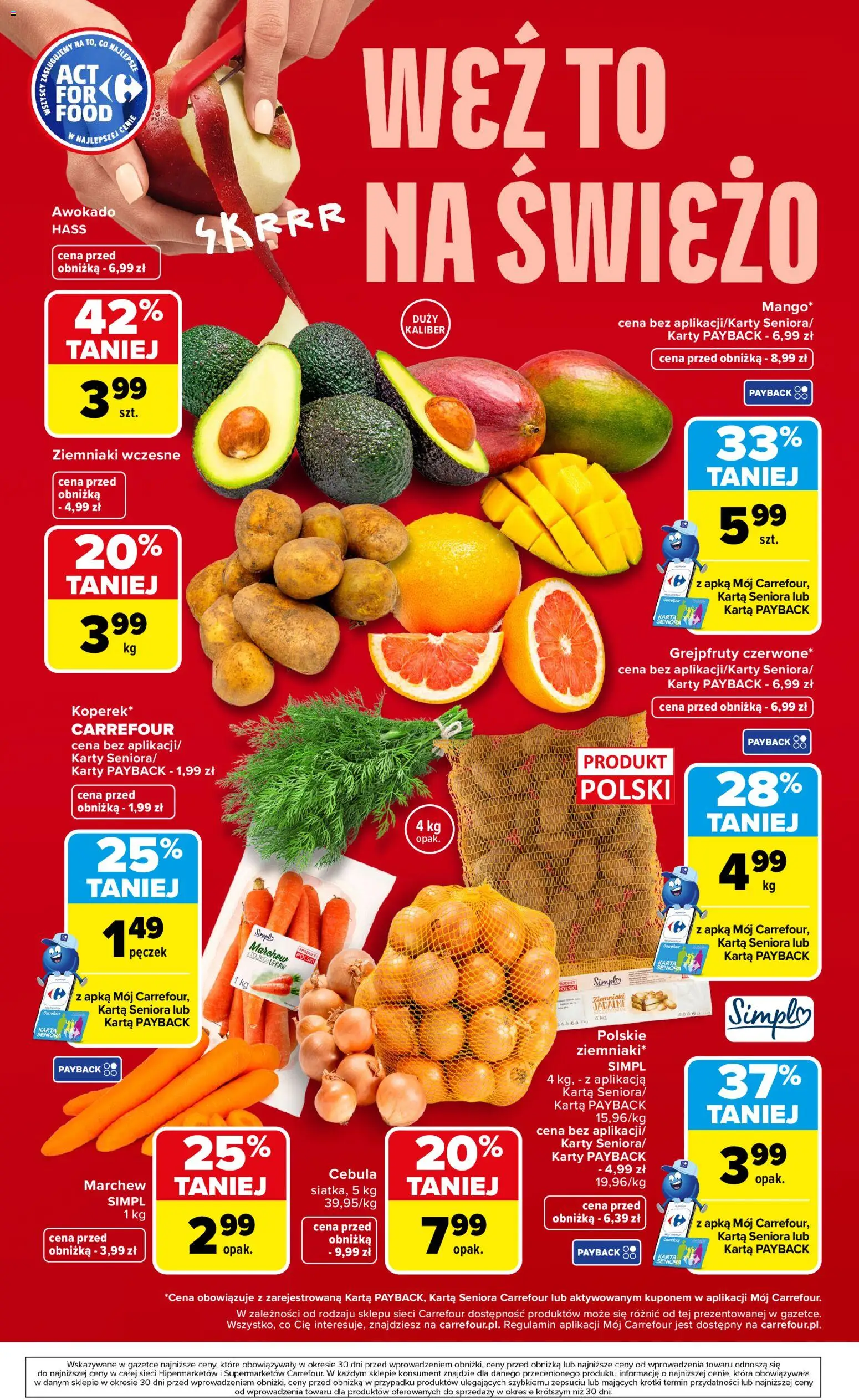 Carrefour gazetka - Weź to na świeżo od 23.03.2026 | Strona: 6 | Produkty: Karta, Awokado, Ziemniaki