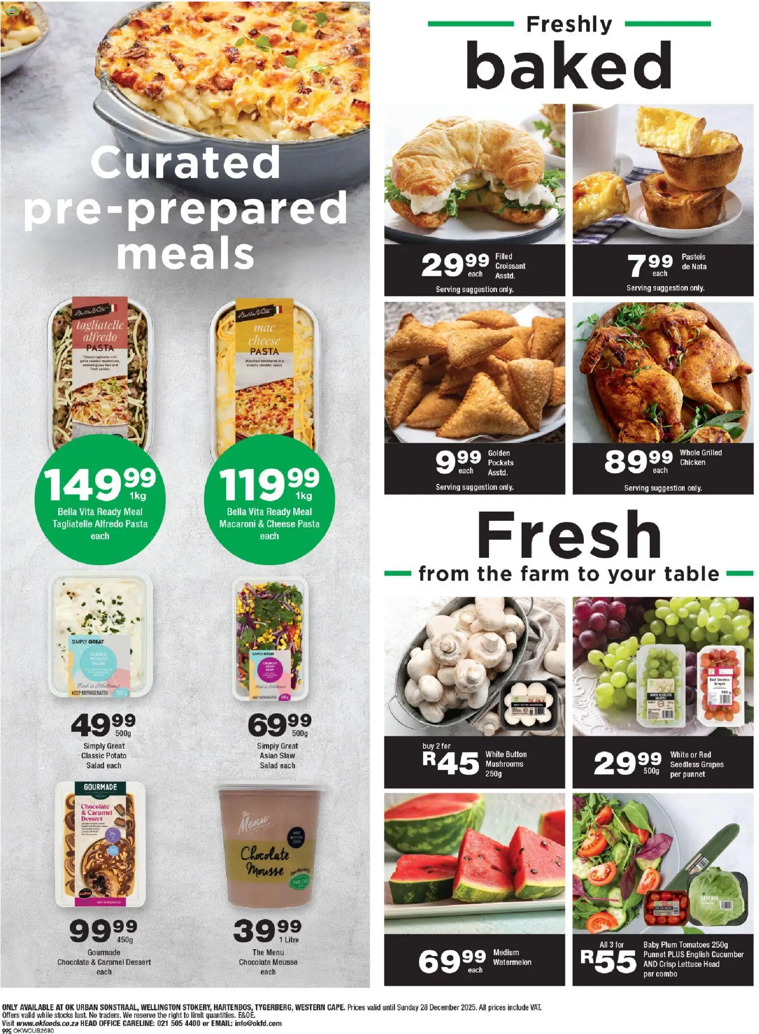 New OK Foods catalogue – valid from 10.12.2025 | Page: 2 | Products: Mushrooms, Cheese, Salad, Lettuce