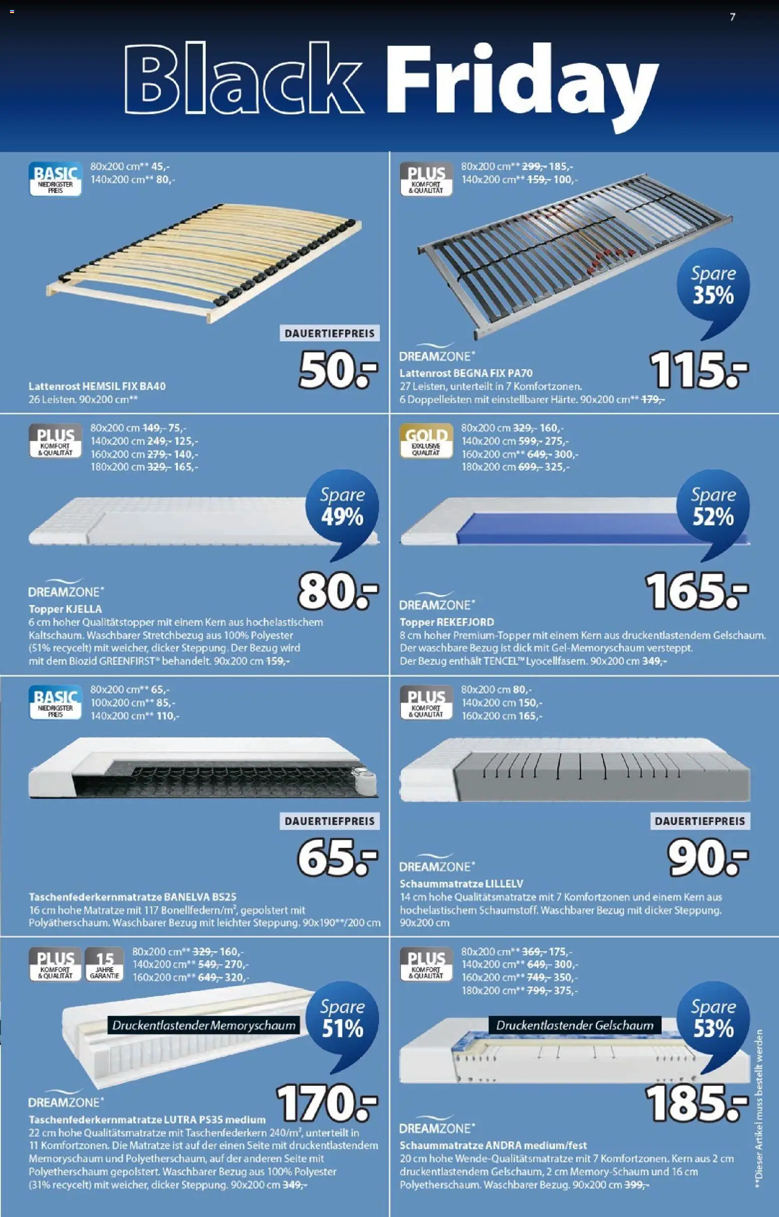 JYSK - Black Friday – gültig ab 18.11.2025 | Seite: 7 | Produkte: Matratze, Topper, Lattenrost