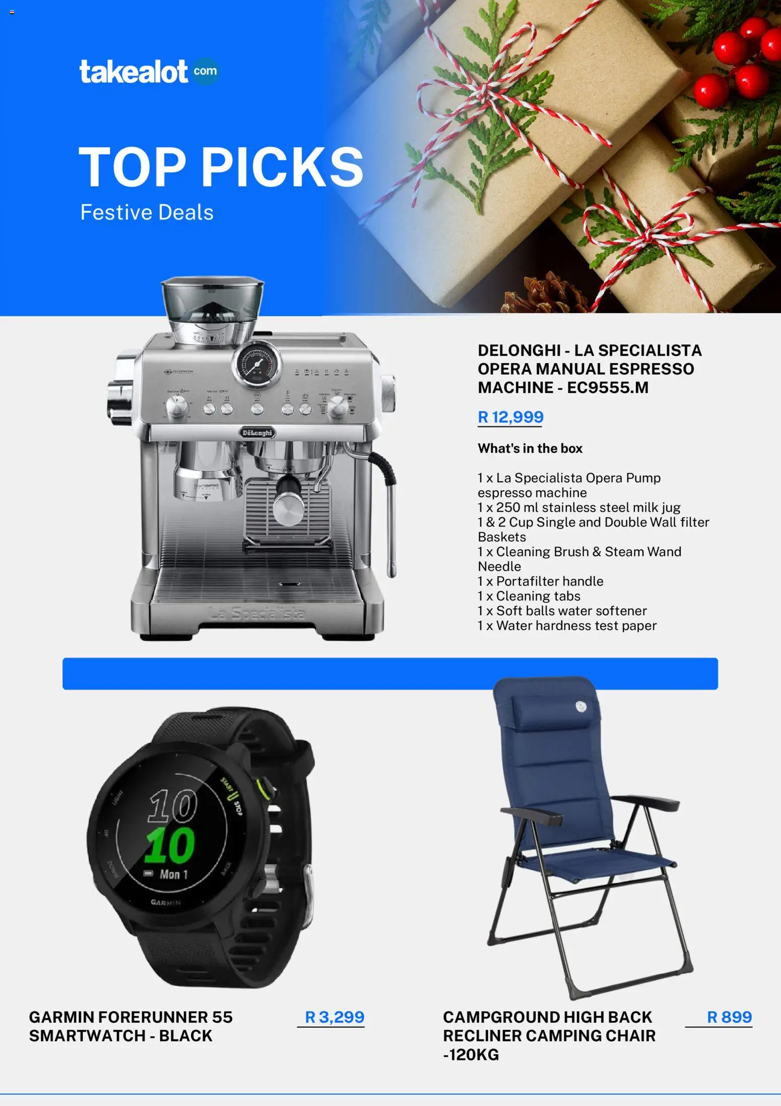 New Takealot catalogue – valid from 01.12.2025 | Page: 2 | Products: Smartwatch, Chair, Box, Water