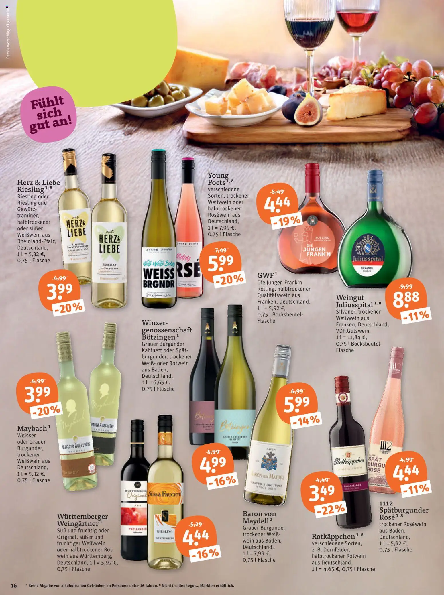 Tegut Prospekt – gültig ab 16.02.2026 | Seite: 18 | Produkte: Weißwein, Rotwein, Rosewein, Wein