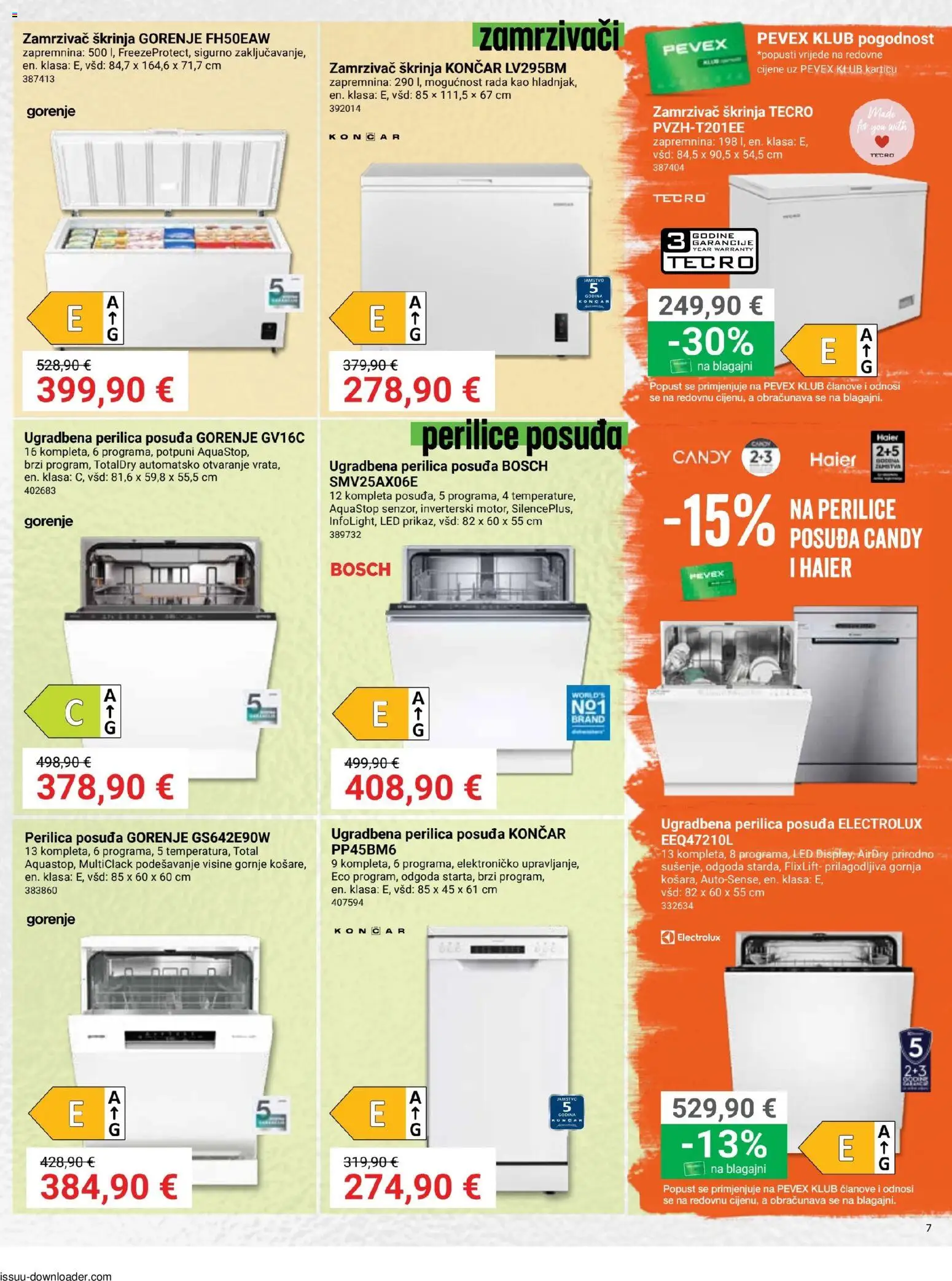 Pevex katalog | vrijedi od 08.01.2026 | Stranica: 7 | Proizvodi: Perilica posuđa, Zamrzivač
