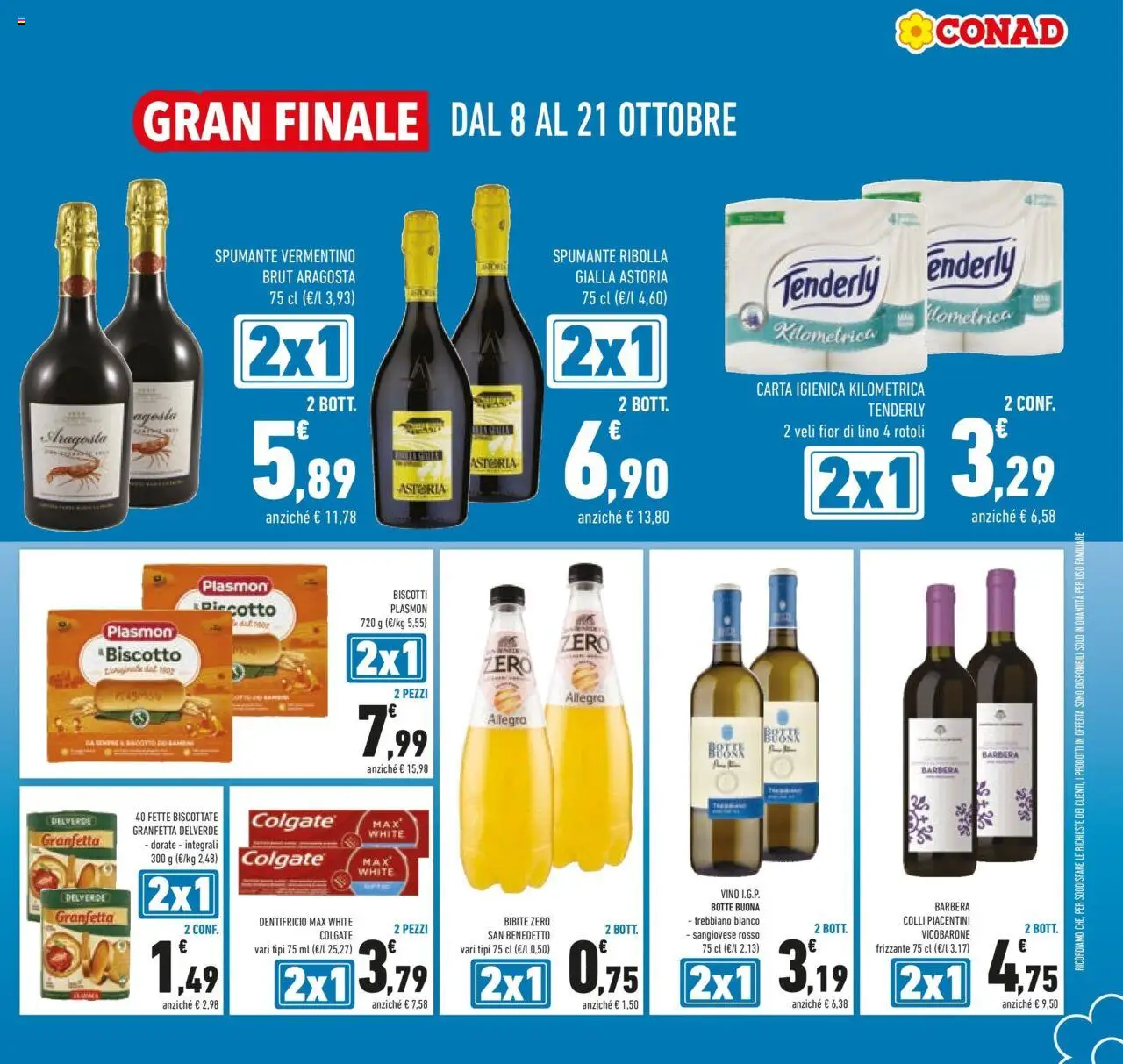Volantino Conad del 08.10.2025 | Pagina: 15 | Prodotti: Carta igienica, Dentifricio, Vino, Bibite