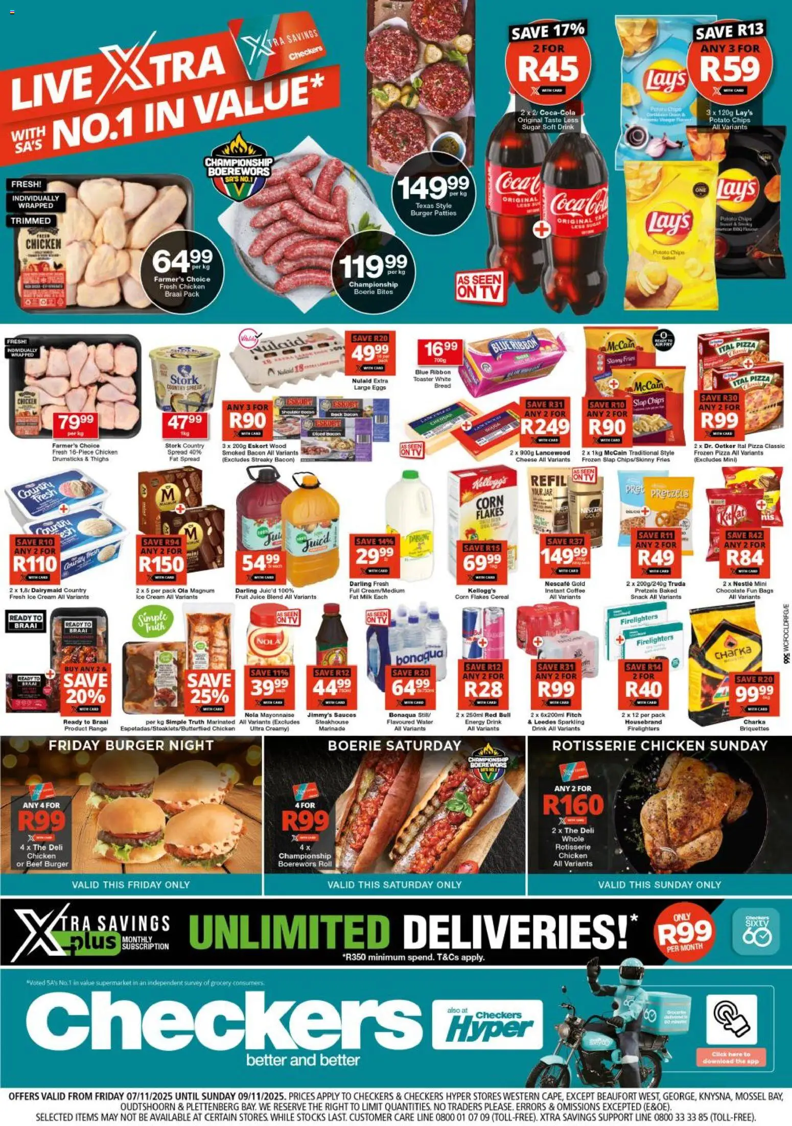 New Checkers catalogue – valid from 07.11.2025 | Page: 1 | Products: Boerewors, Juice, Flakes, Fruit