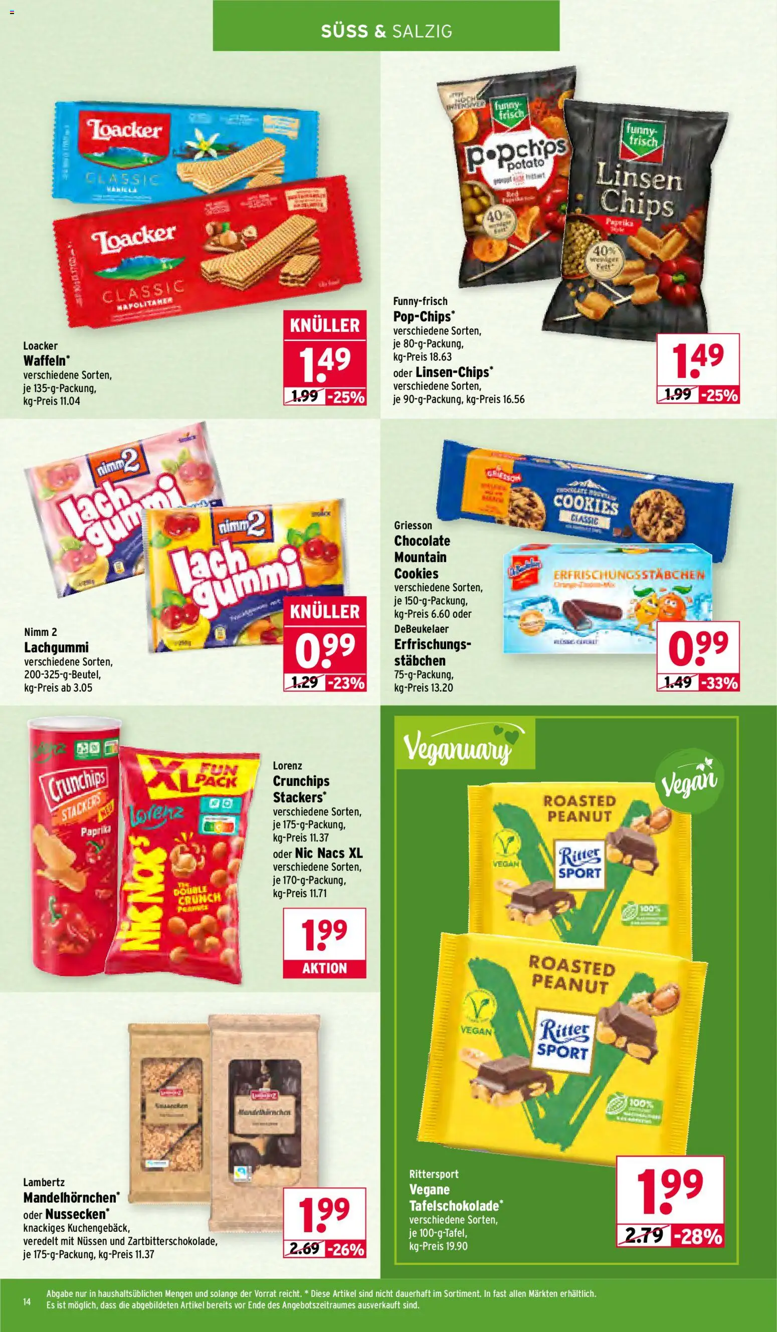Wasgau Prospekt 	 – gültig ab 05.01.2026 | Seite: 14 | Produkte: Funny frisch, Paprika, Lorenz crunchips, Chips