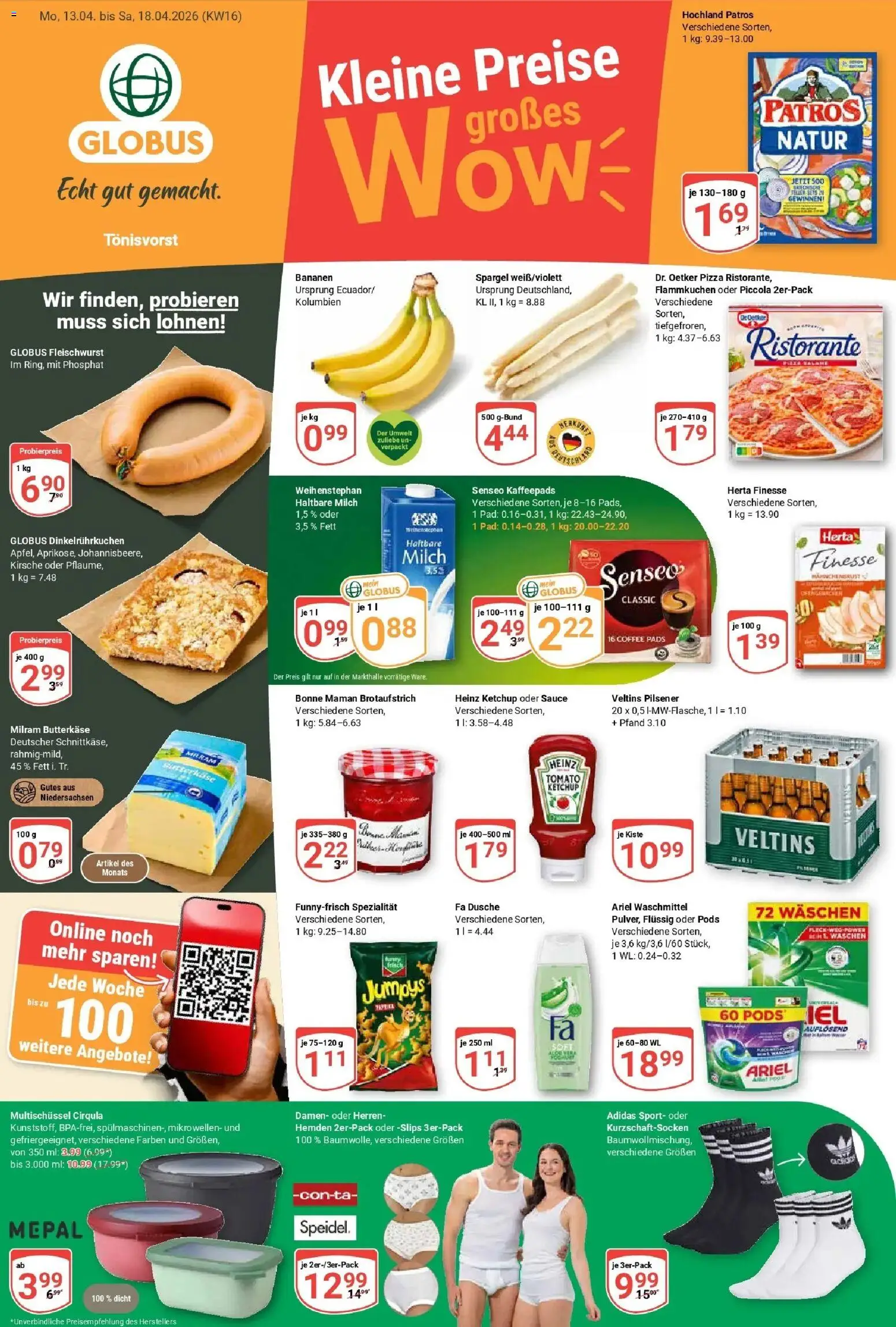 Globus Prospekt Tönisvorst	 – gültig ab 12.04.2026 | Seite: 1 | Produkte: Senseo, Haltbare milch, Milram, Ketchup