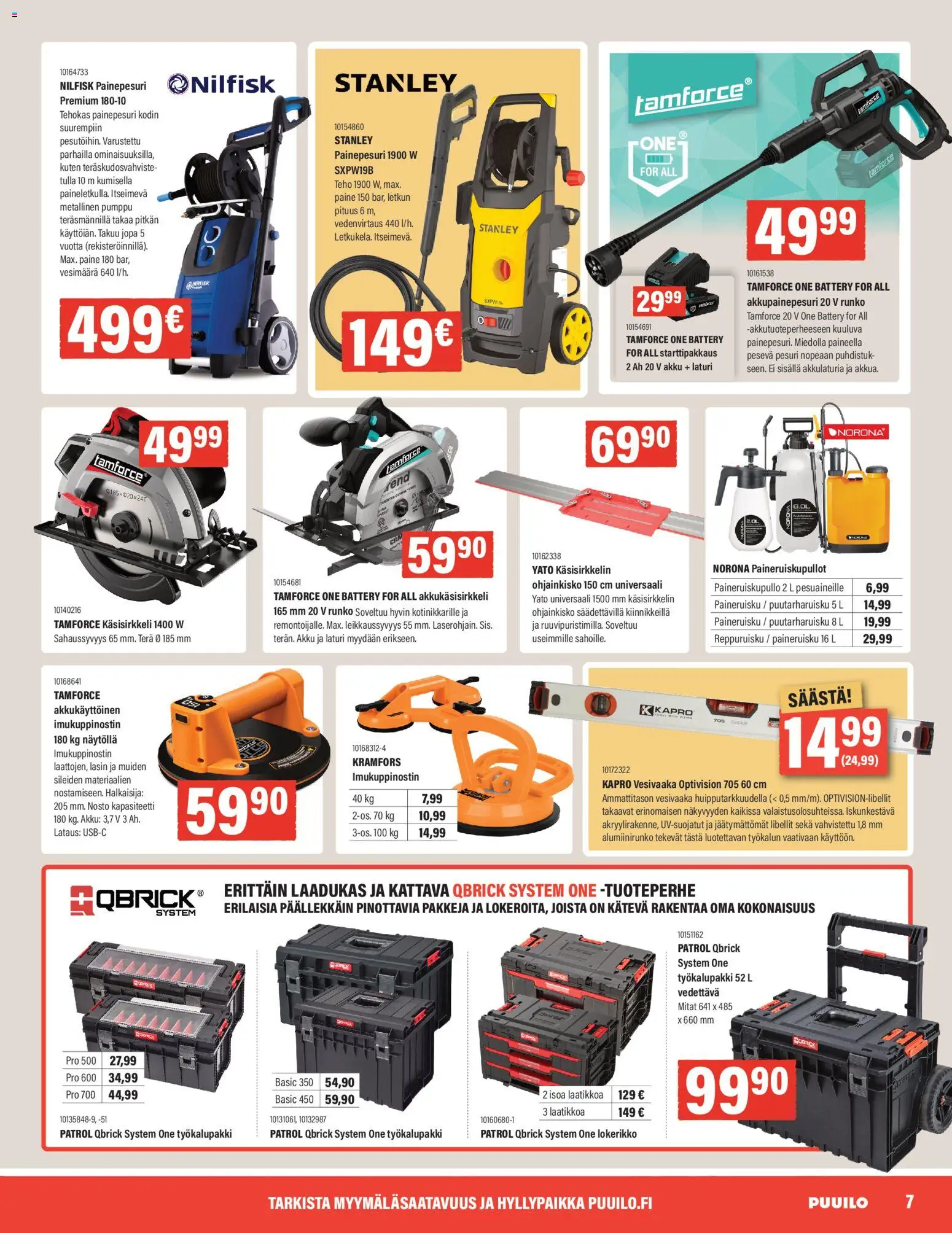 Puuilo tarjoukset – voimassa 27.04.2026 alkaen | Sivu: 7 | Tuotteet: Akku, Pumppu, Laturi, Työkalupakki
