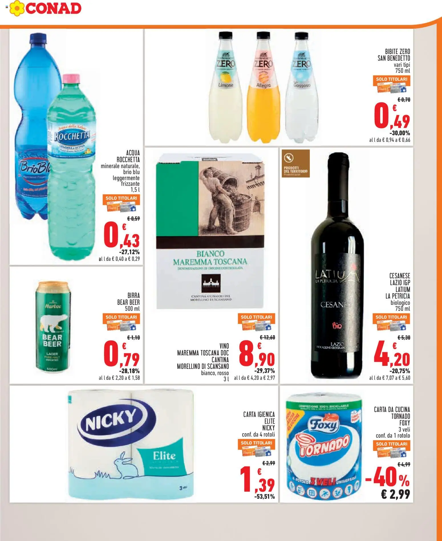 Volantino Conad del 29.04.2026 | Pagina: 7 | Prodotti: Birra, Acqua, Vino, Bibite