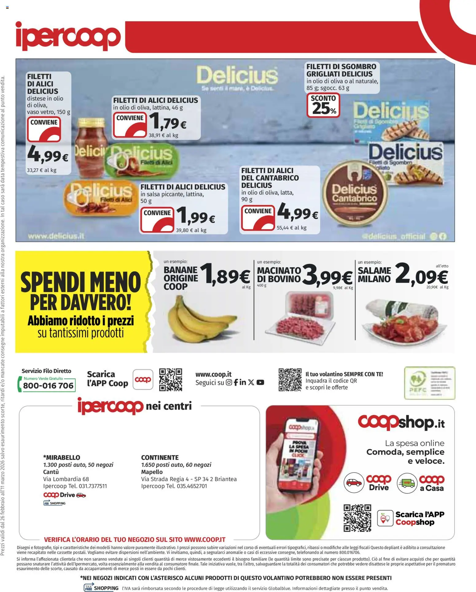 Volantino Ipercoop del 26.02.2026 | Pagina: 31 | Prodotti: Banane, Salsa, Sgombro, Macinato