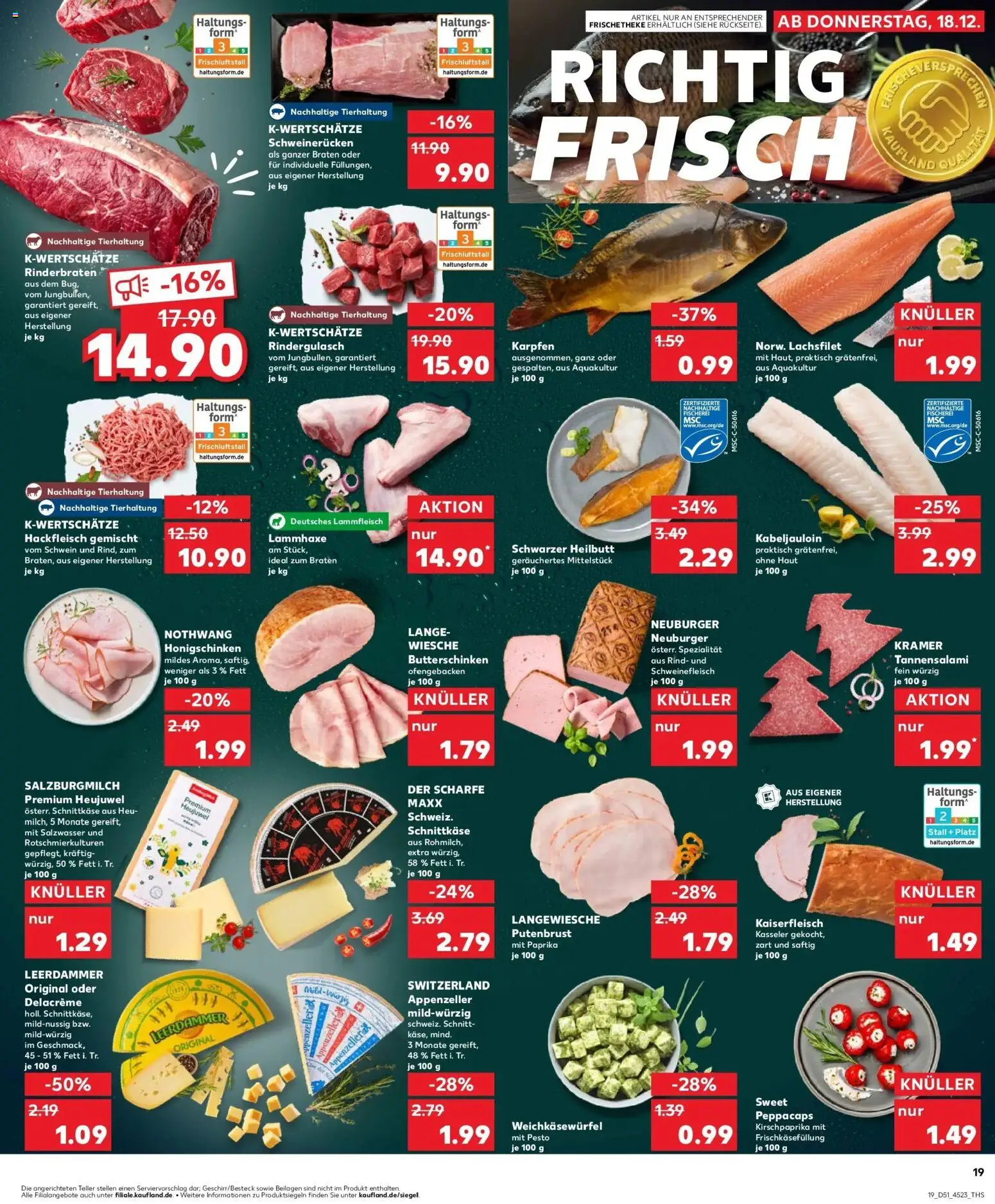 Kaufland prospekt Backnang	 – gültig ab 22.12.2025 | Seite: 19 | Produkte: Rinderbraten, Salami, Schweinefleisch, Hackfleisch
