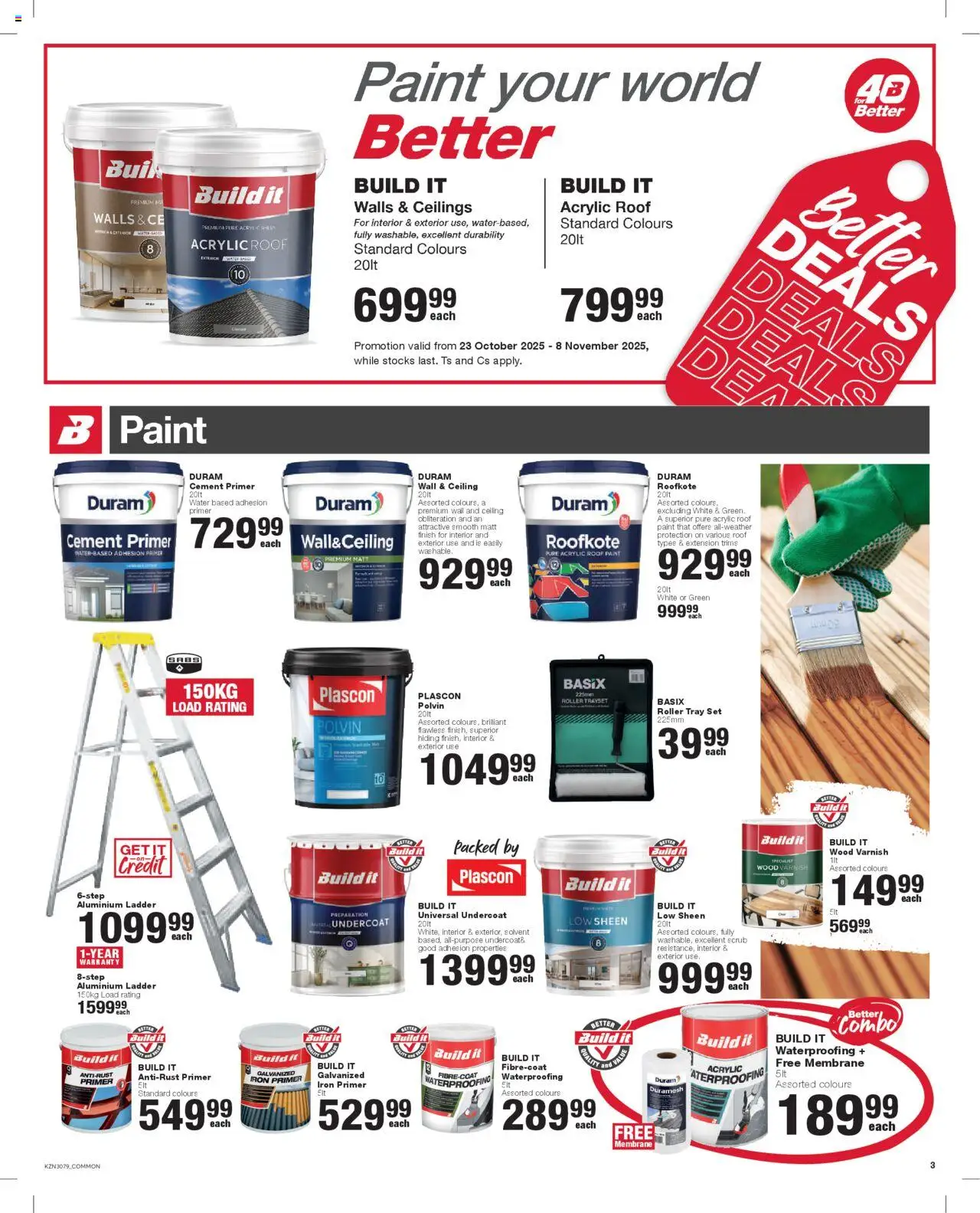 New Build It catalogue – valid from 23.10.2025 | Page: 3 | Products: Primer, Polvin, Water, Peach