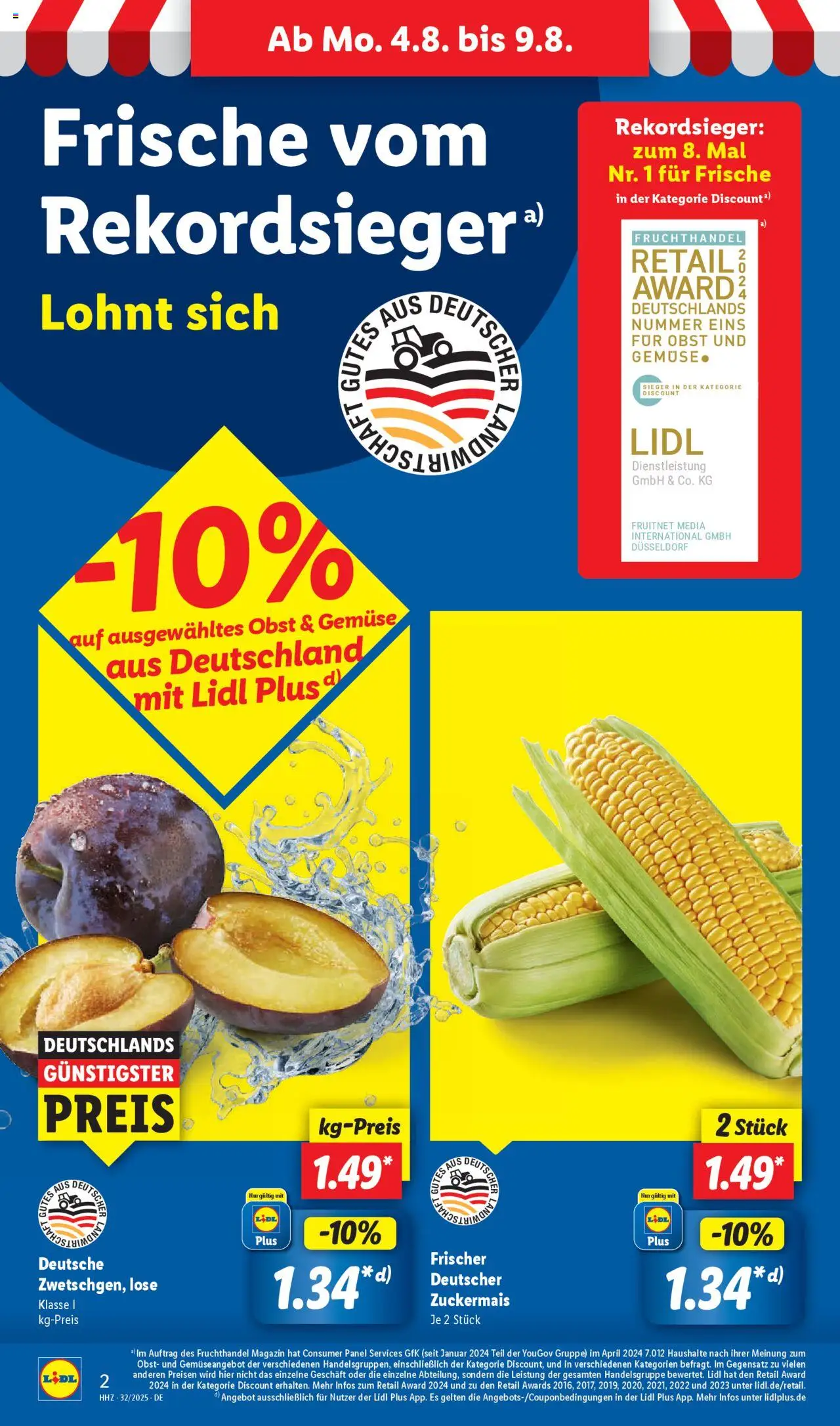 Lidl Prospekt Hilders - gültig ab dem 04.08.2025 | Seite: 2 | Produkte: Gemüse, Obst