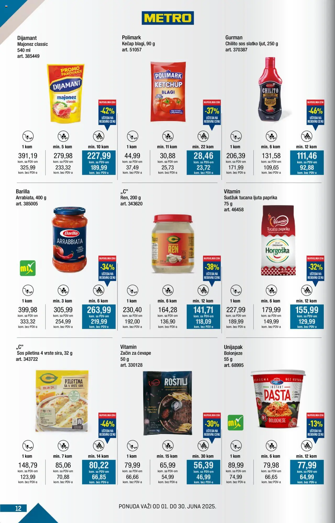 Metro katalog - važi od 01.06.2025 | Strana: 12 | Proizvode: Majonez, Kečap, Paprika, Sos
