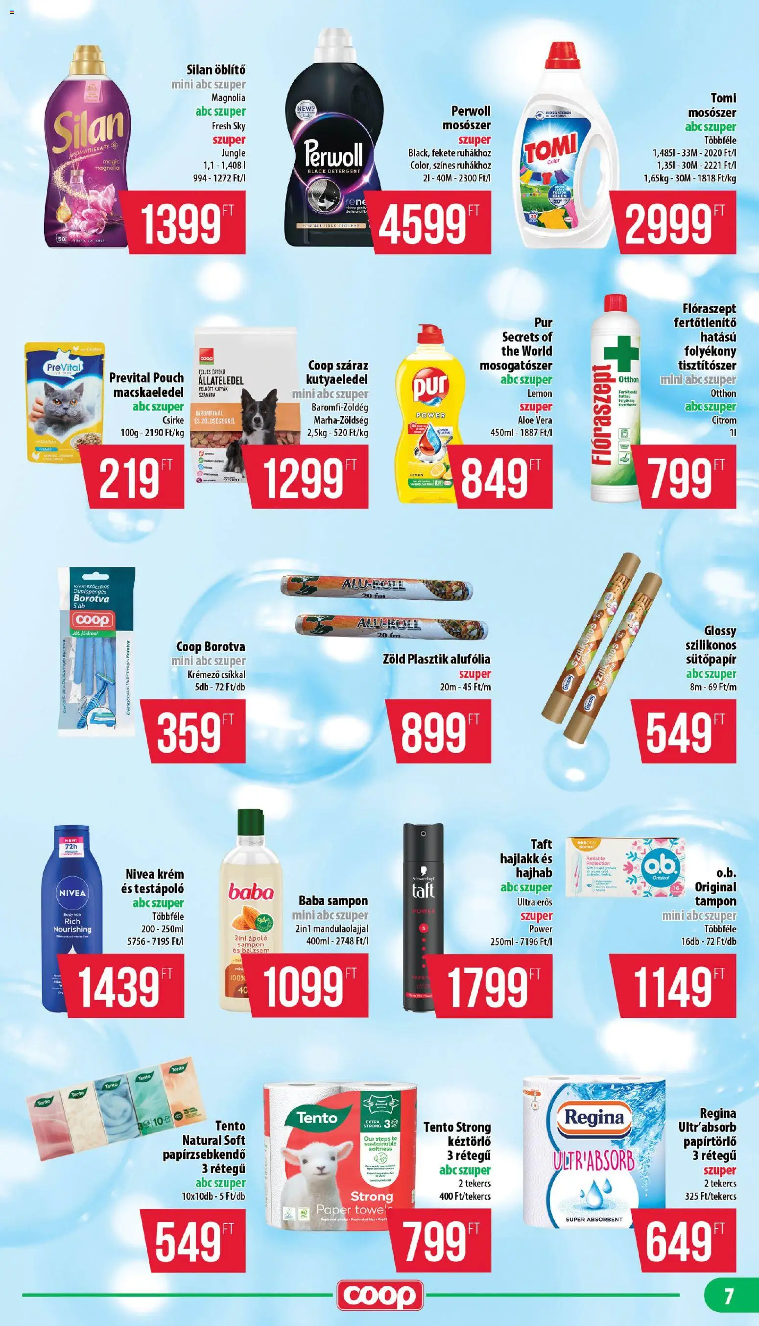 COOP akciós ujság - amely érvényes a következő dátumtól: 11.12.2025 | Oldal: 7 | Termékek: Perwoll, Macskaeledel, Mosószer, Mosogatószer