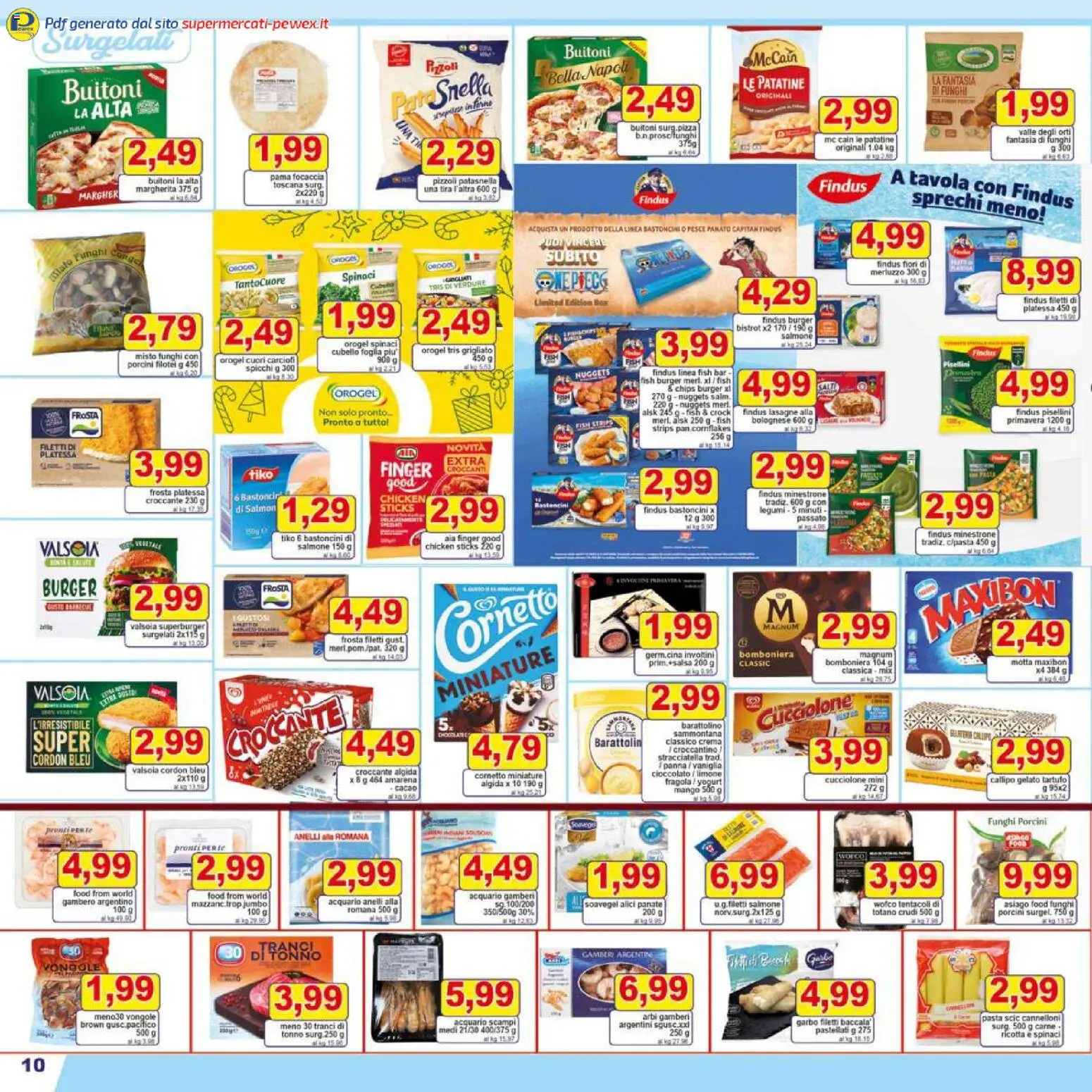Volantino Pewex del 16.12.2025 | Pagina: 10 | Prodotti: Minestrone, Salmone, Nuggets, Pasta