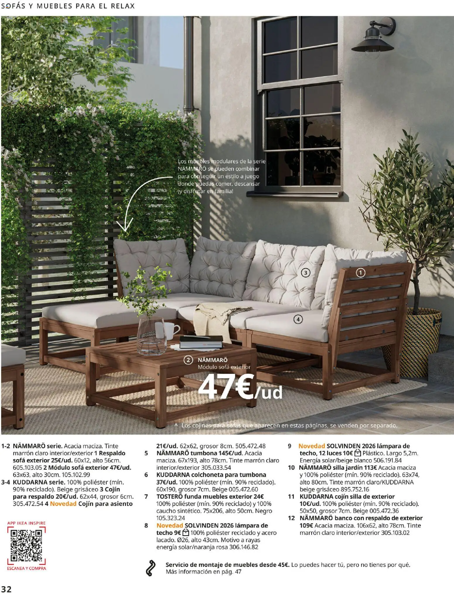 Catálogo IKEA Muebles de exterior │ válido desde el 17.12.2025 | Página: 32 | Productos: Tinte, Funda, Cojín, Sofá