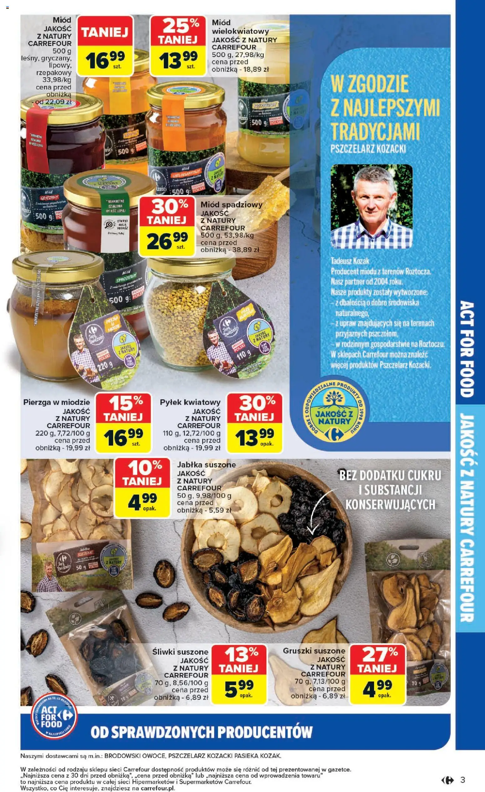 Carrefour Gazetka - Act for food od 03.11.2025 | Strona: 3 | Produkty: Miód, Śliwki, Śliwki suszone, Jabłka