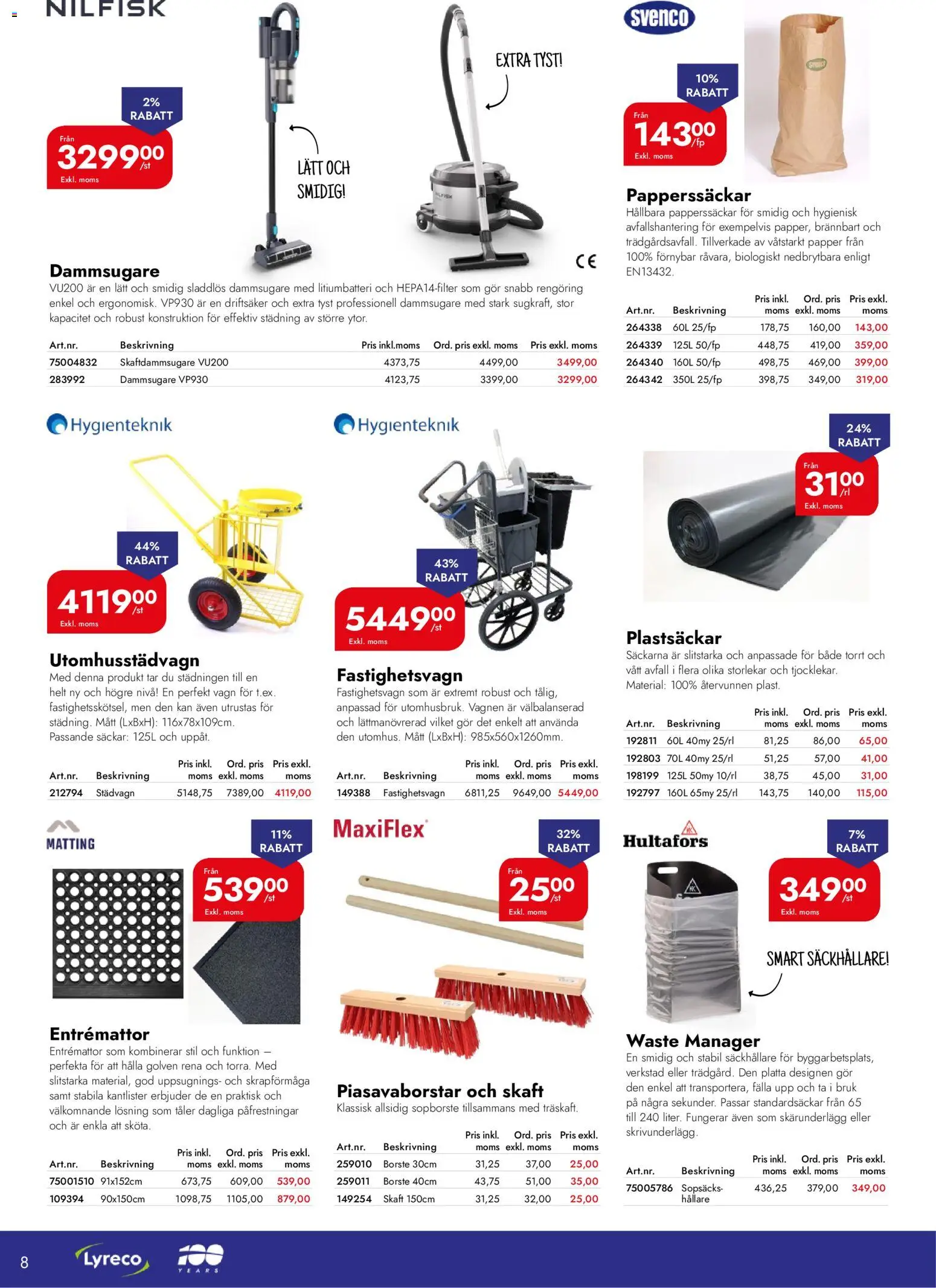 Lyreco reklamblad aktuell från 06.04.2026 | Sida: 8 | Produkter: Dammsugare, Papper, Skaftdammsugare