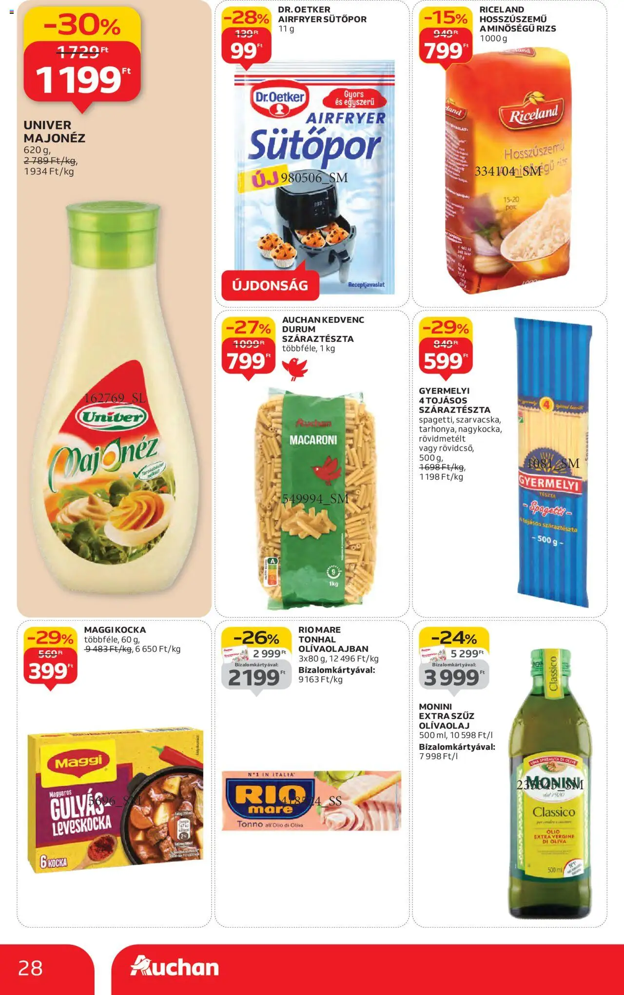 Auchan akciós ujság - amely érvényes a következő dátumtól: 16.10.2025 | Oldal: 28 | Termékek: Spagetti, Tonhal, Leveskocka, Sütőpor