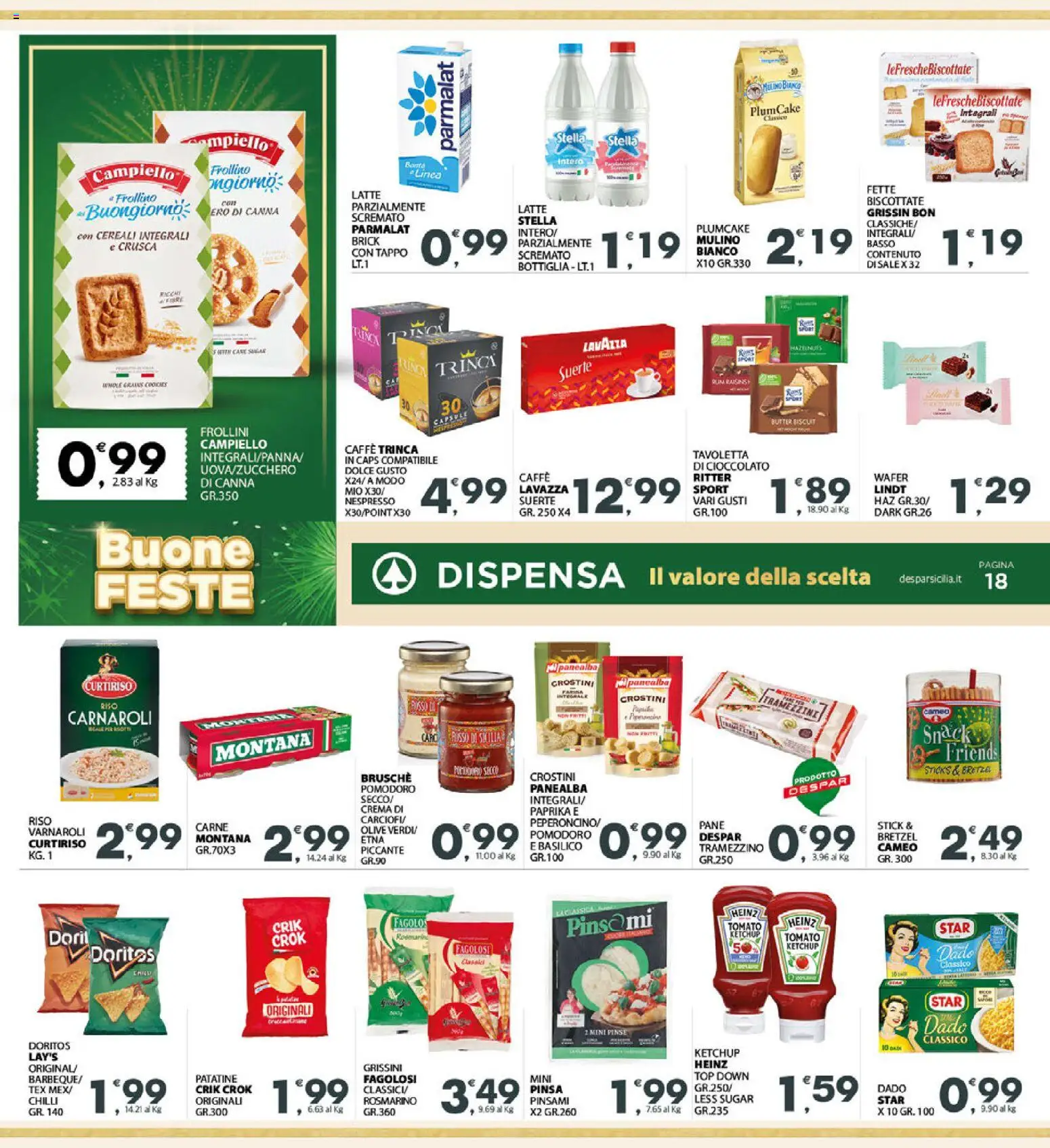 Volantino Eurospar del 29.12.2025 | Pagina: 18 | Prodotti: Caffè, Riso, Carciofi, Tramezzino