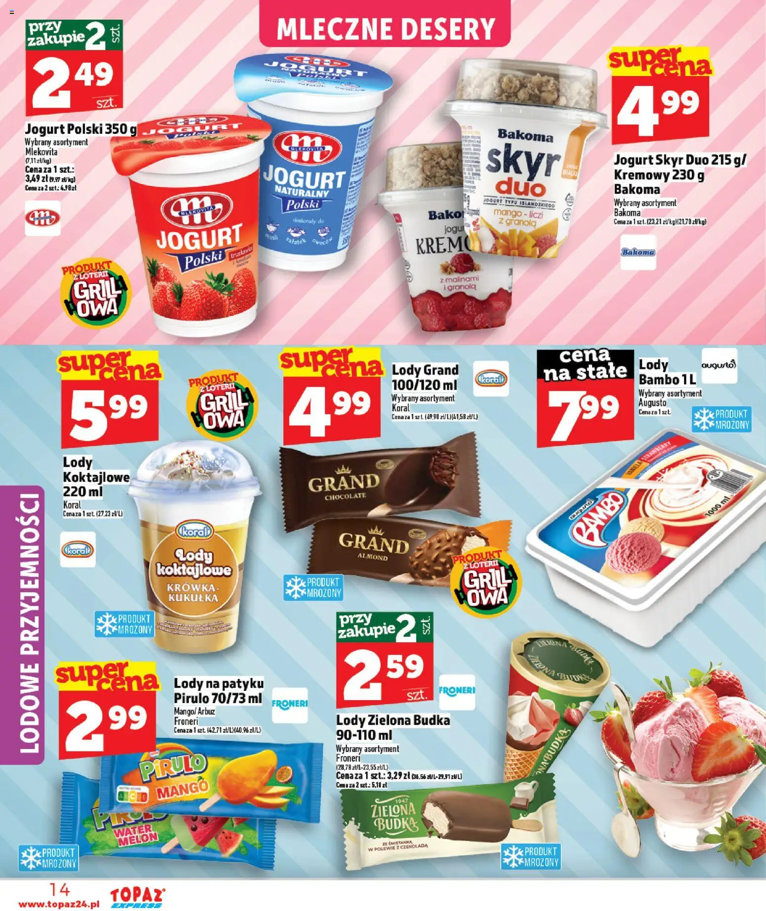 Topaz gazetka - Express od 23.04.2026 | Strona: 14 | Produkty: Mango, Granola, Grill, Truskawki