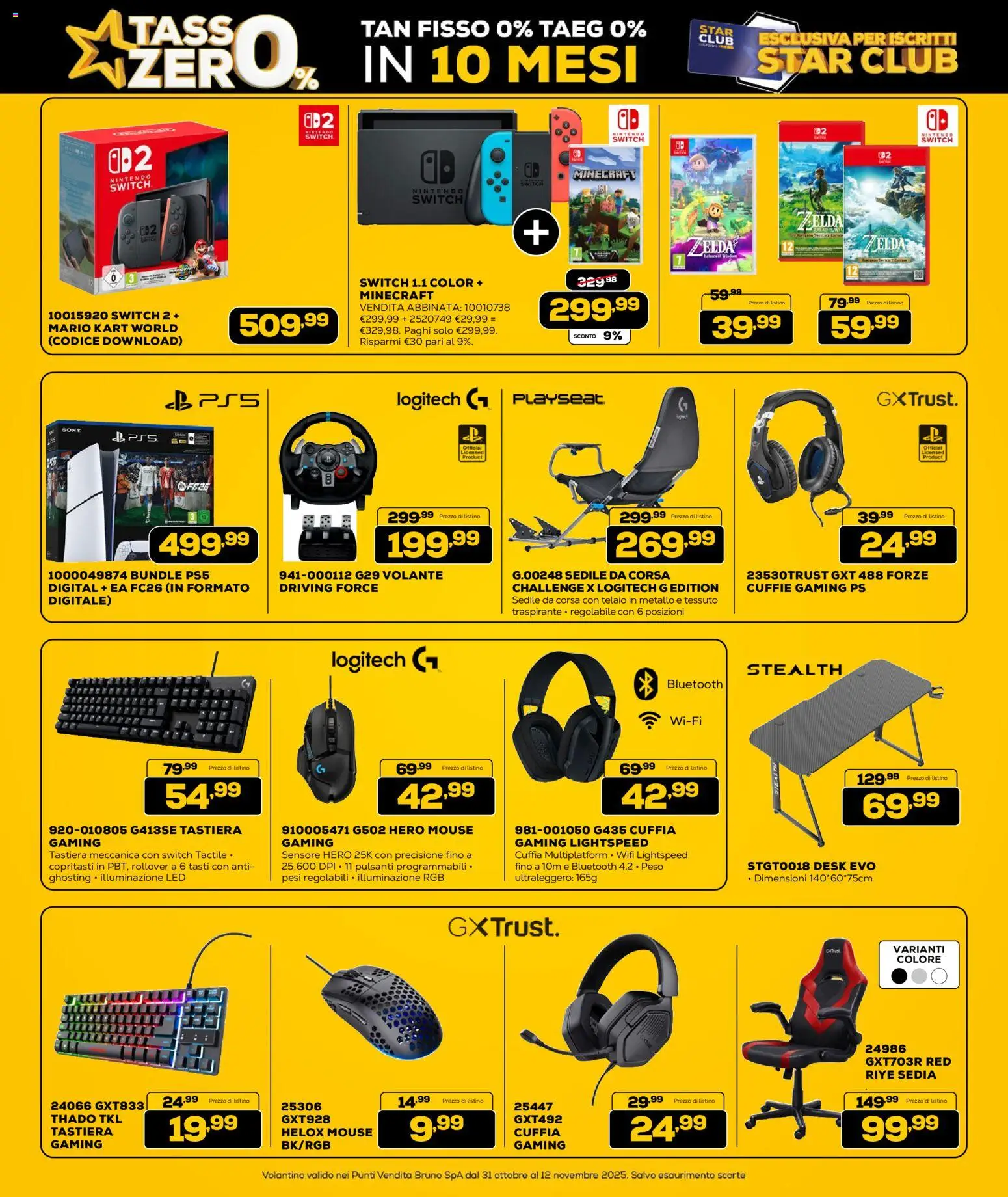 Volantino Euronics del 31.10.2025 | Pagina: 13 | Prodotti: Mouse, Tastiera, Cuffie, Sedia