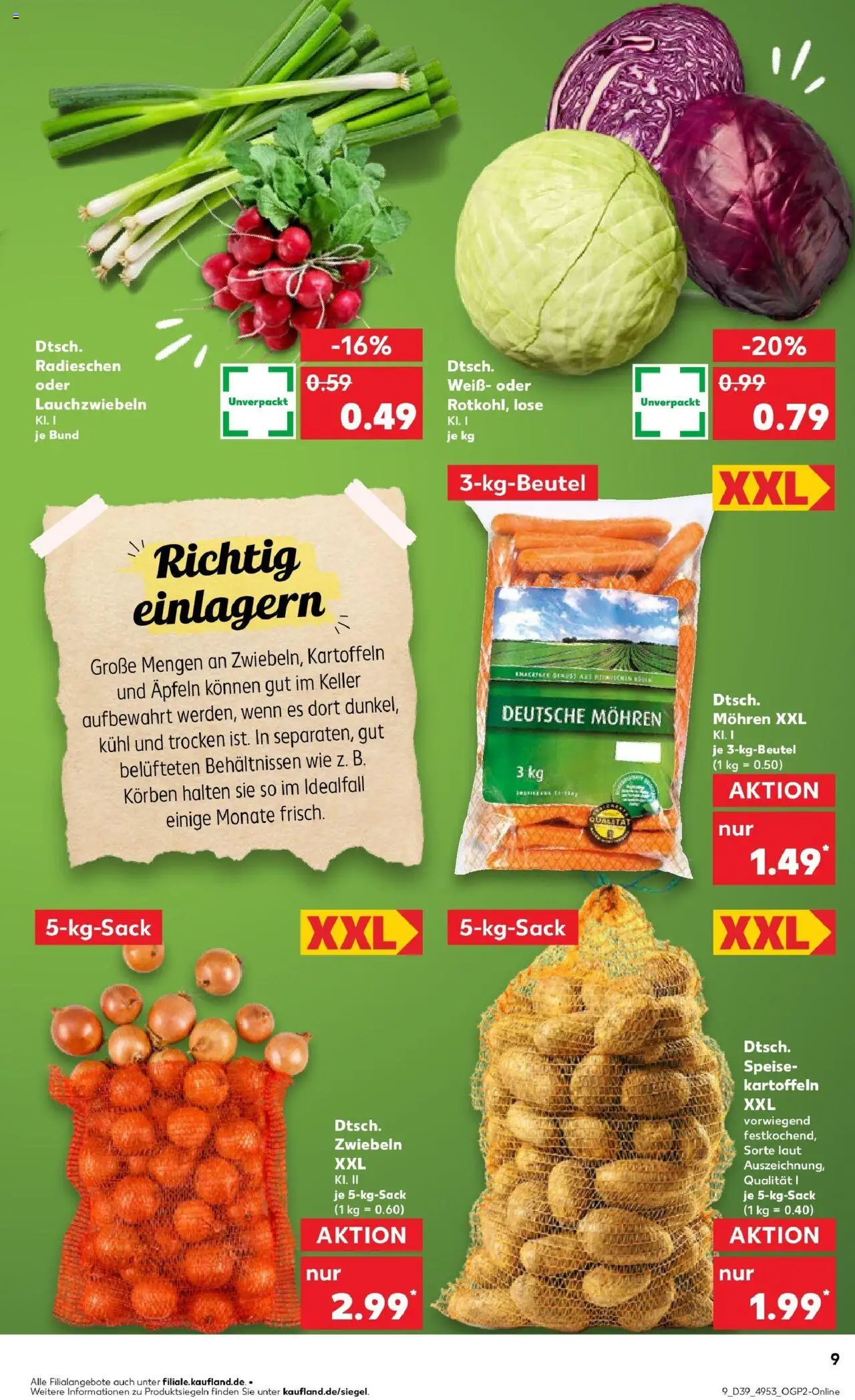 Kaufland prospekt Düsseldorf	 – gültig ab 28.09.2025 | Seite: 9 | Produkte: Mohren, Kartoffeln, Zwiebeln