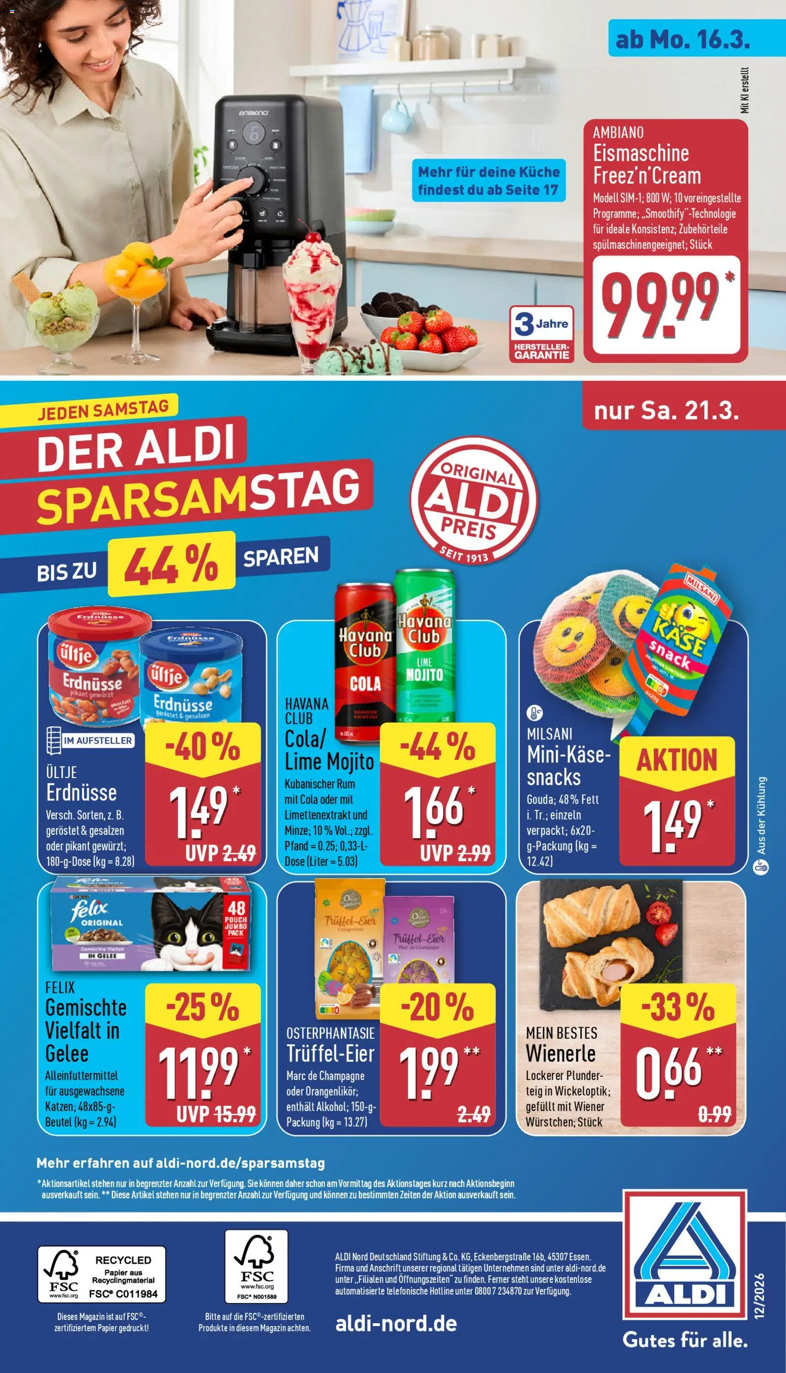 Aldi Prospekt 	 – gültig ab 16.03.2026 | Seite: 36 | Produkte: Erdnüsse, Cola, Käse, Küche