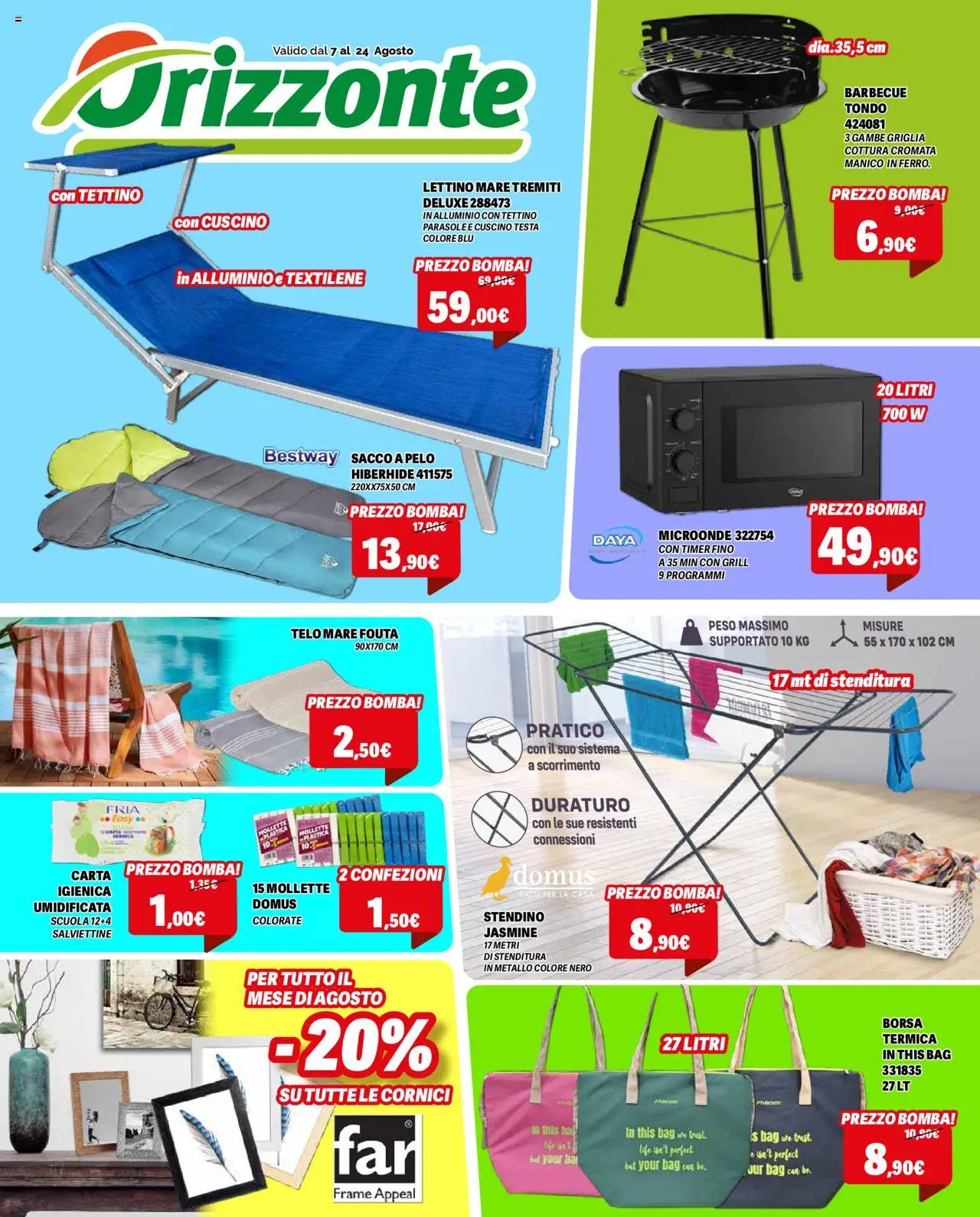 Volantino Orizzonte del 07.08.2025 | Pagina: 1 | Prodotti: Barbecue, Borsa, Alluminio, Griglia