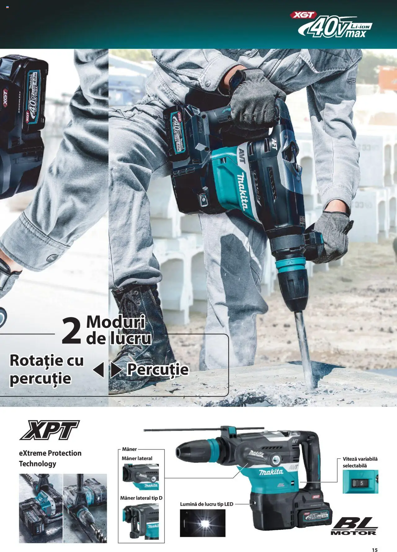 Makita catalog - Masini profesionale Makita XGT – valabil de la 20.06.2024 | Pagină: 15 | Produse: Mâner