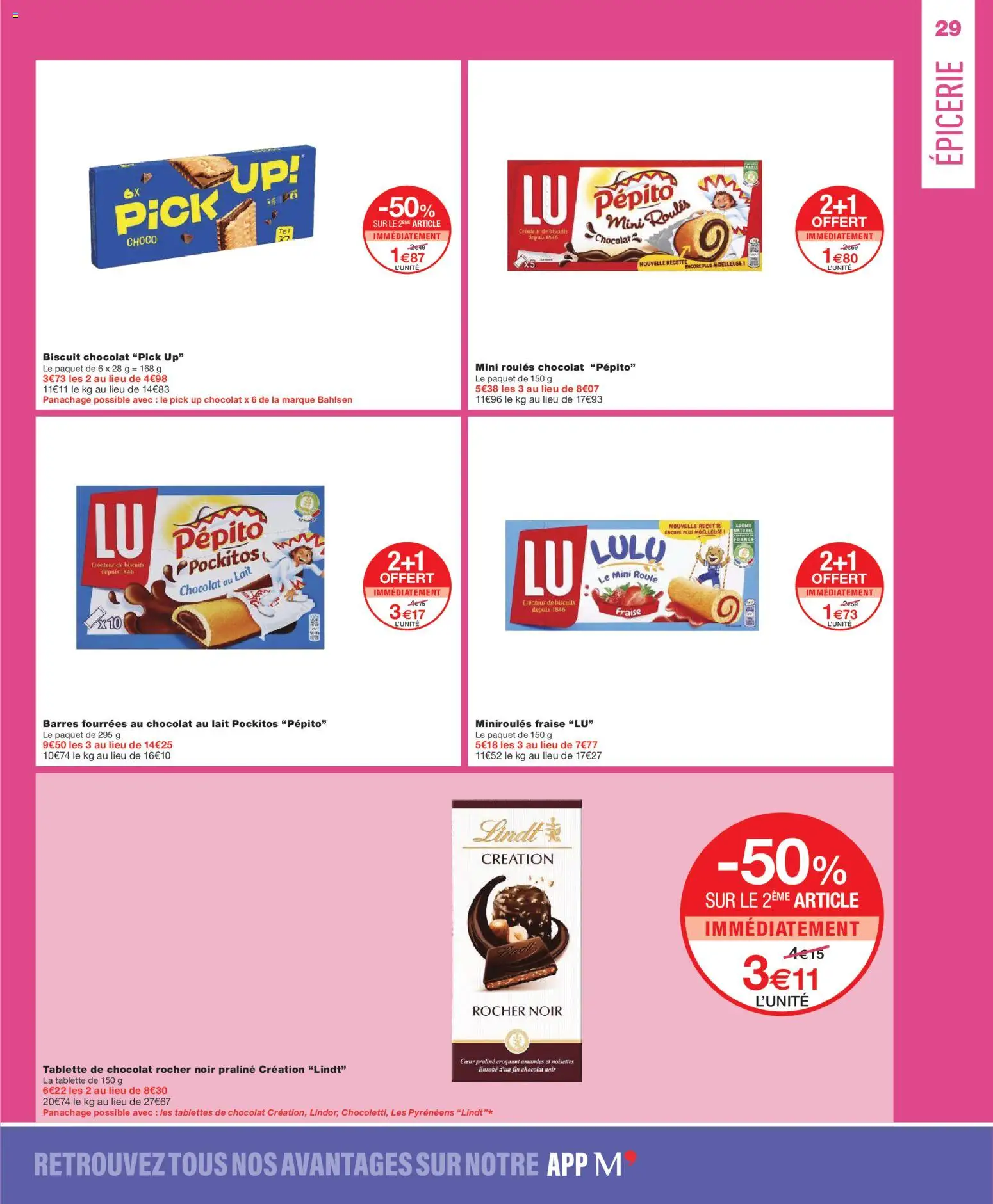 {H1} | Page: 29 | Produits: Tablettes de chocolat, Lait, Lindt, Biscuits