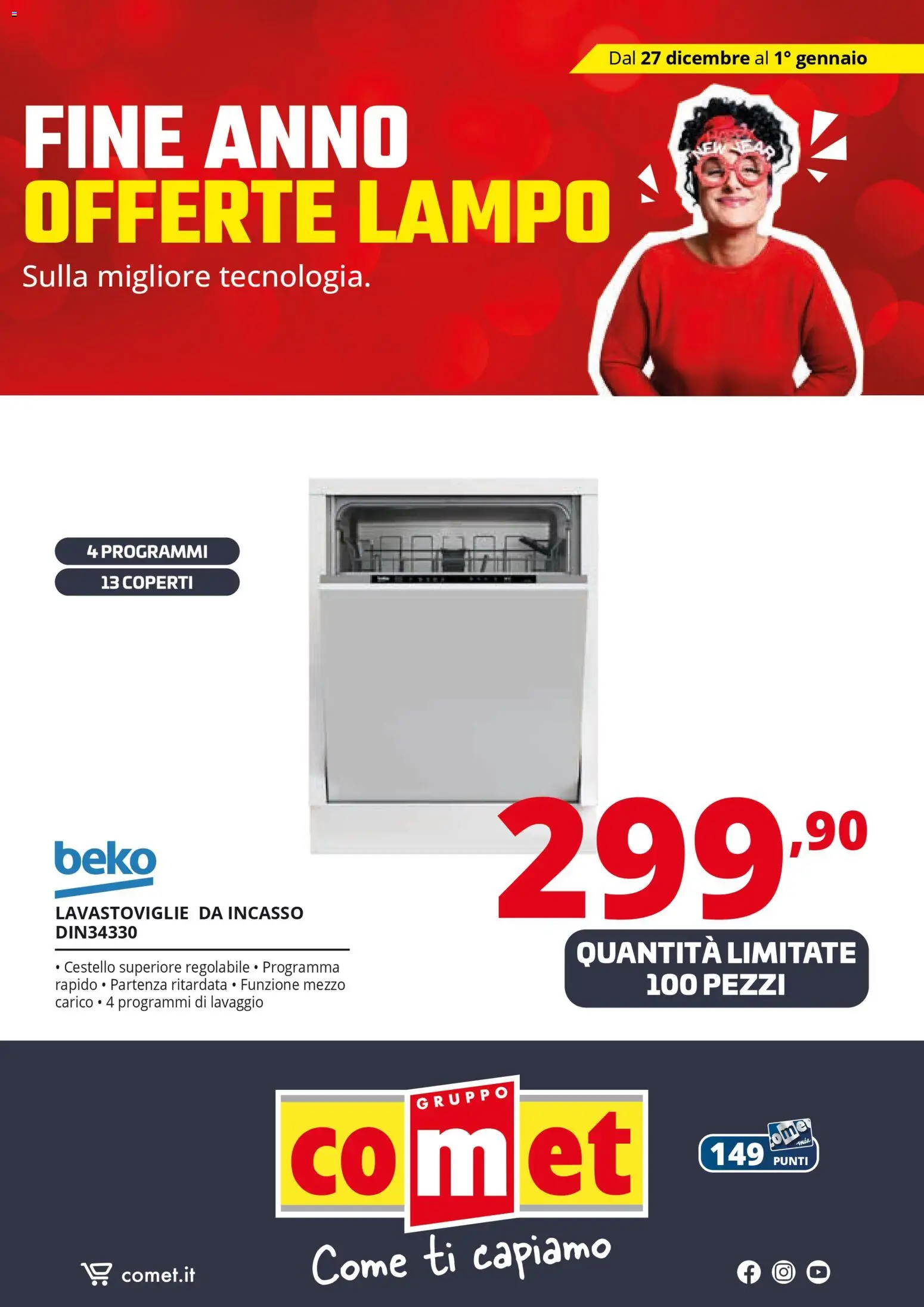 Volantino Comet del 27.12.2025 | Pagina: 65 | Prodotti: Lavastoviglie da incasso, Lavastoviglie