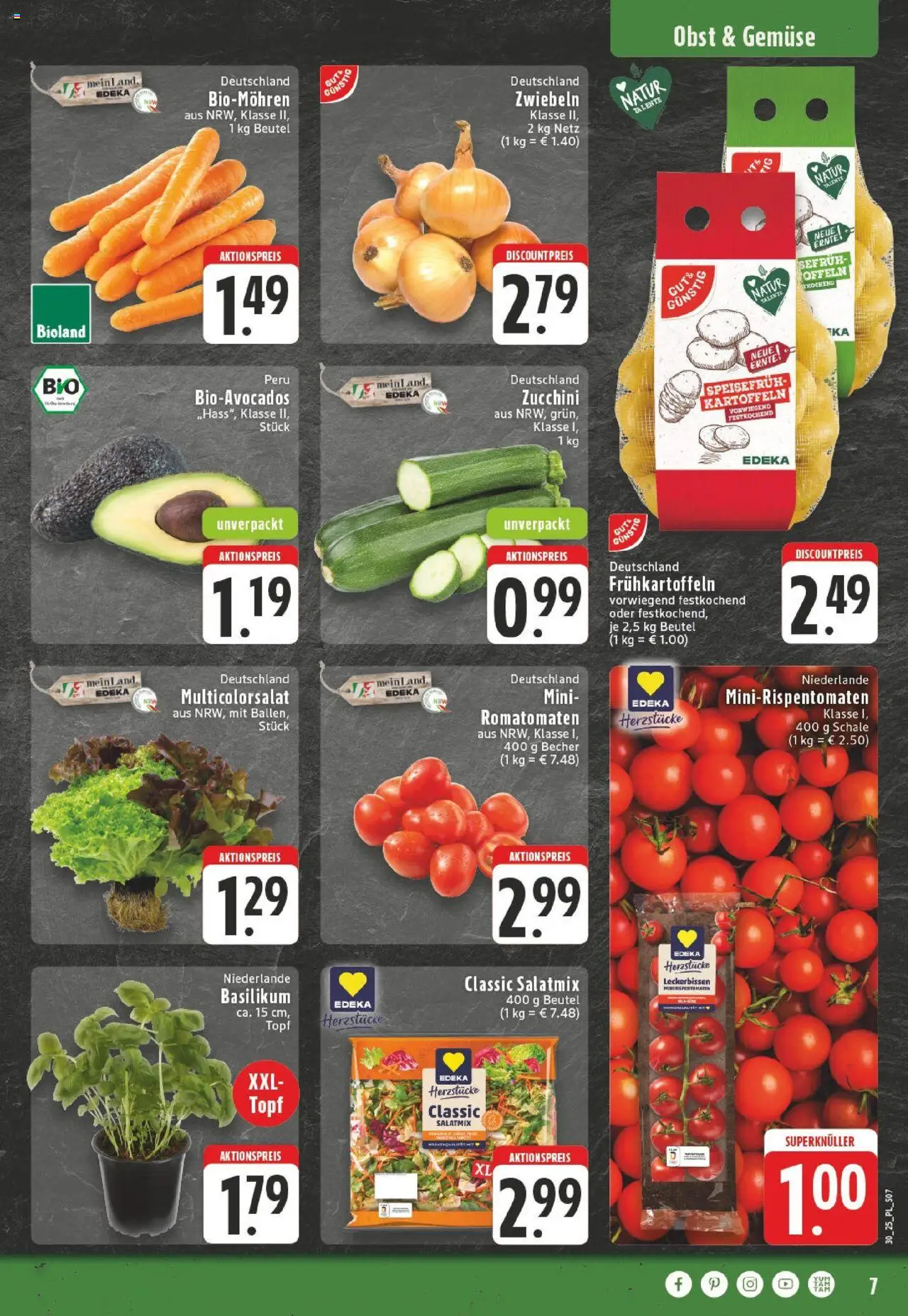 Edeka prospekt Bocholt - Holtwick	 - gültig ab dem 20.07.2025 | Seite: 7 | Produkte: Kartoffeln, Gemüse, Obst, Zucchini