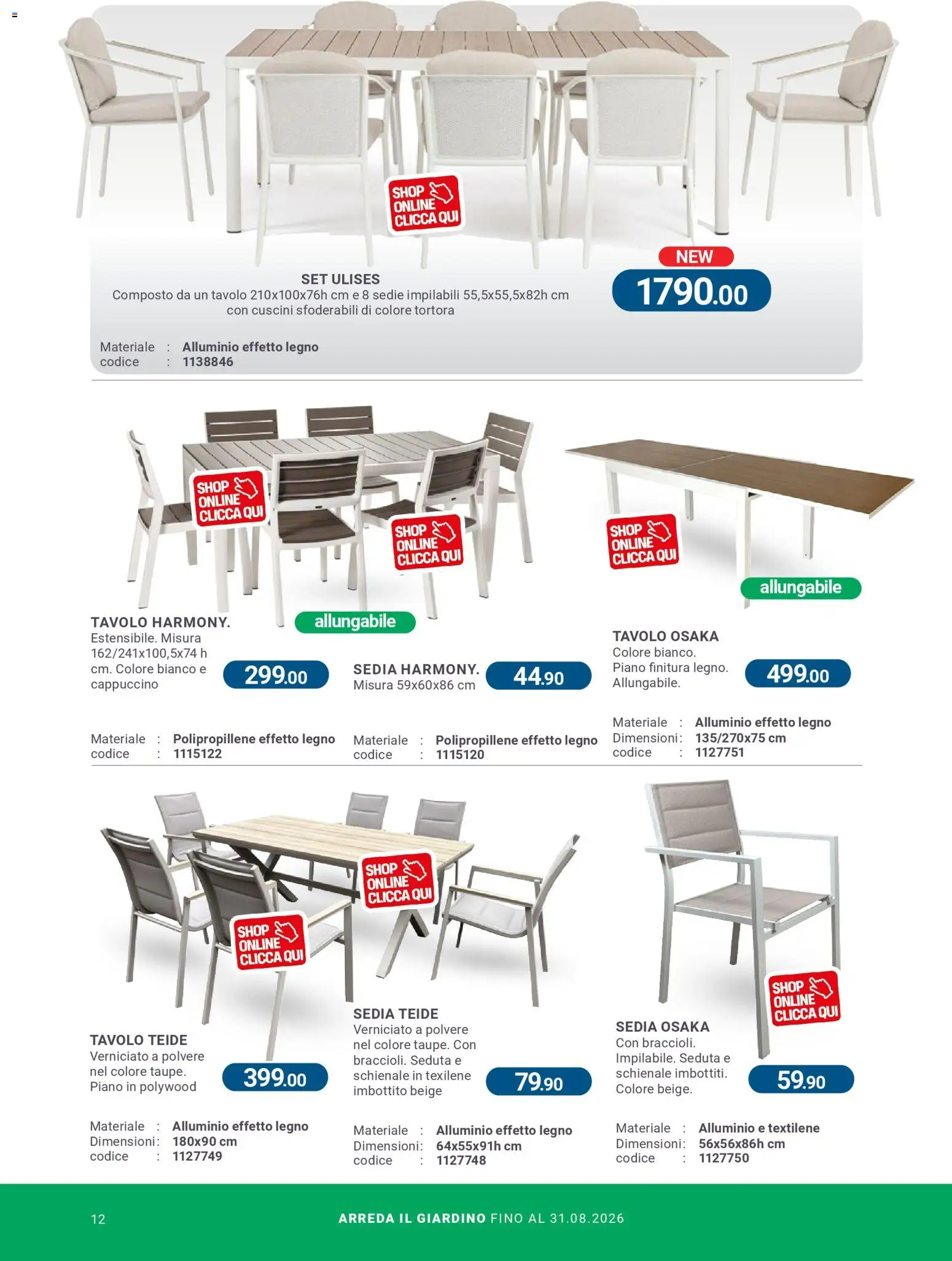 Volantino CFadda del 08.04.2026 | Pagina: 12 | Prodotti: Alluminio, Tavolo, Sedia