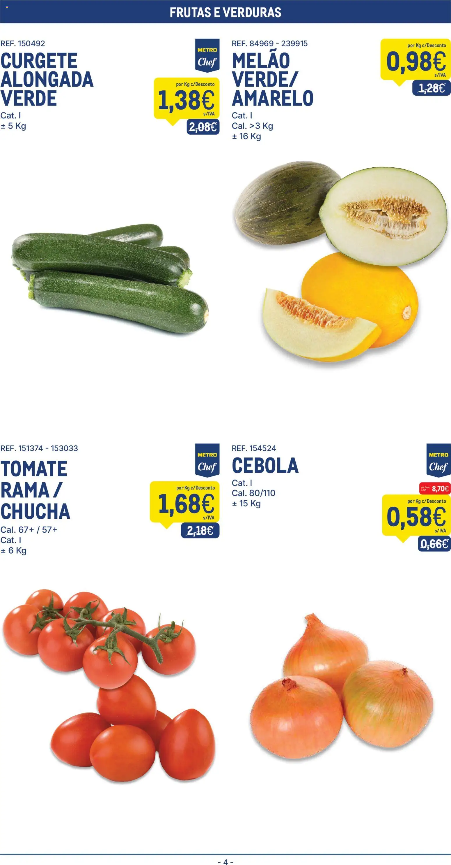 Makro folheto │ válido de 24.02.2026 | Página: 4 | Produtos: Curgete, Cebola, Tomate, Melão