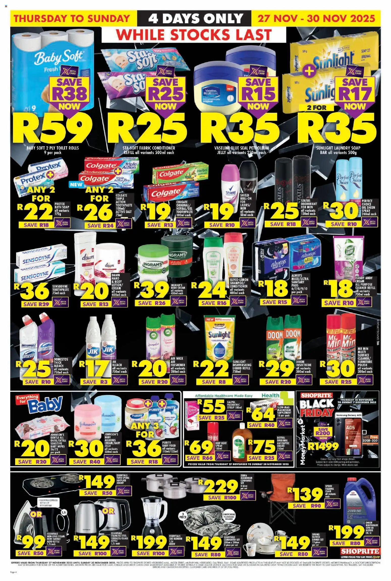 New Shoprite catalogue – valid from 27.11.2025 | Page: 4 | Products: Pears, Blender, Cream, Body cream