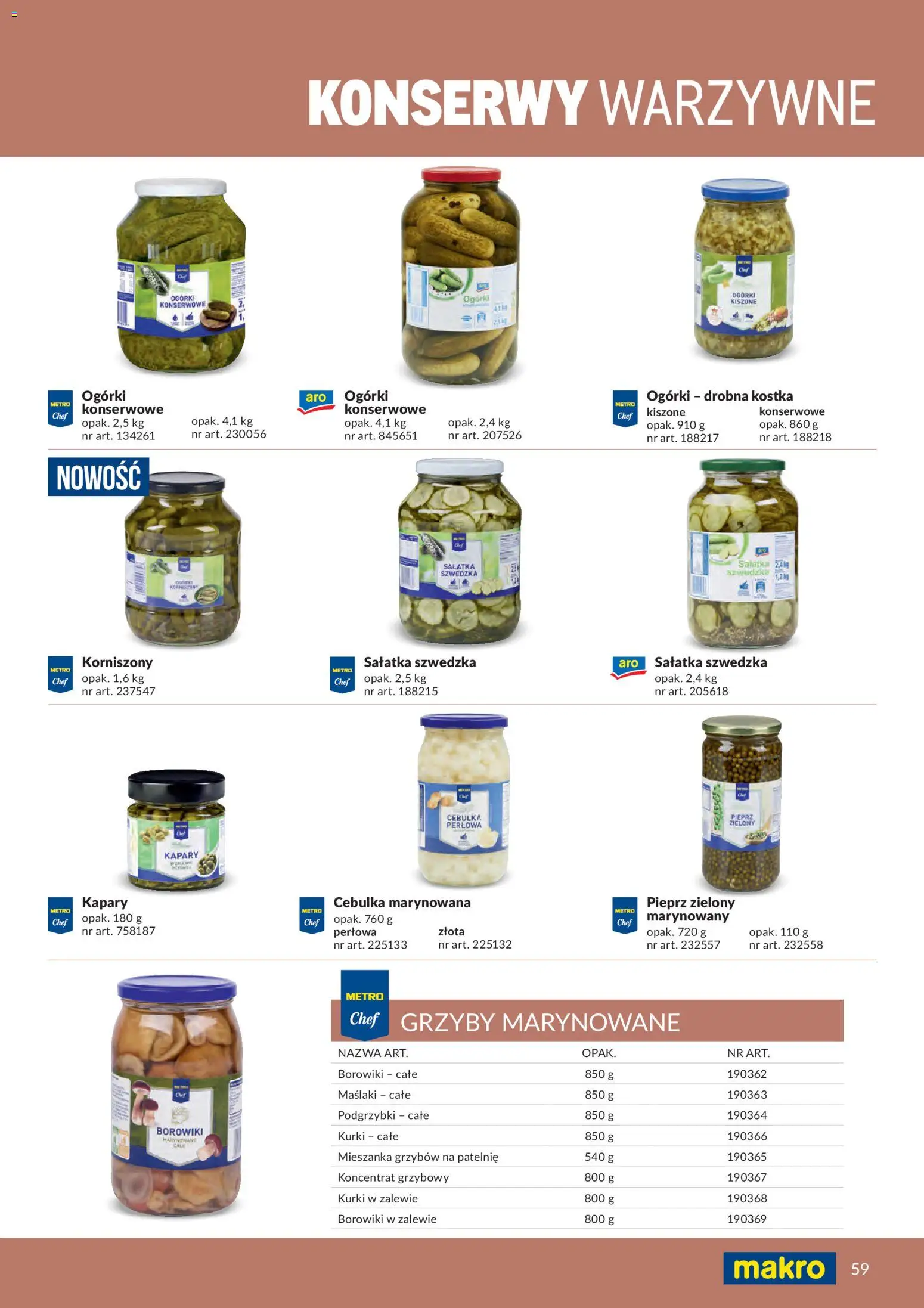 Makro gazetka - Produktów marek własnych dla profesjonalnej Gastronomii od 01.03.2026 | Strona: 59 | Produkty: Kapary, Ogórki, Sałatka, Ogórki konserwowe