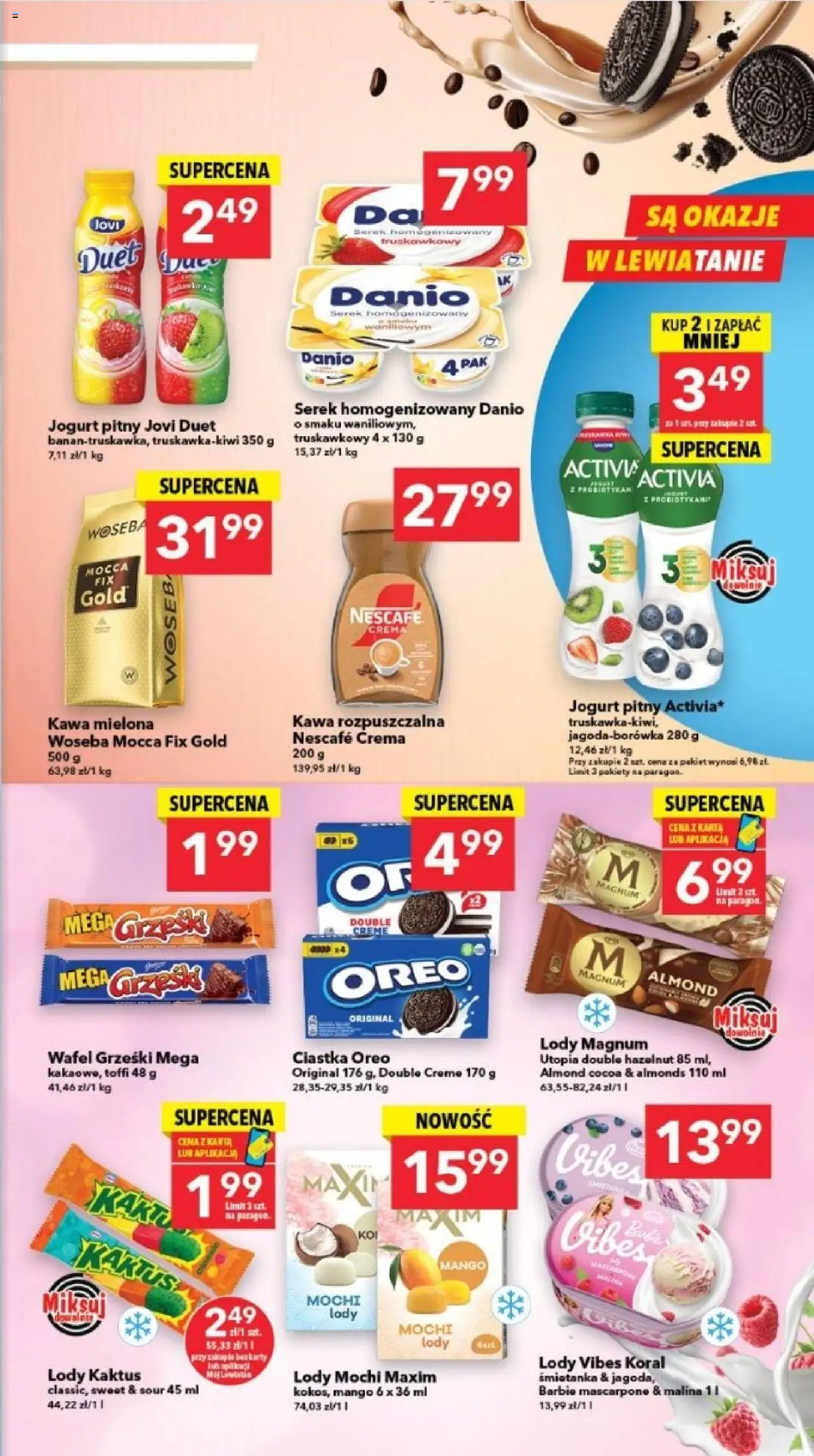 Lewiatan gazetka - Legnica od 13.08.2025 | Strona: 5 | Produkty: Jogurt pitny, Mascarpone, Ciastka Oreo, Jogurt