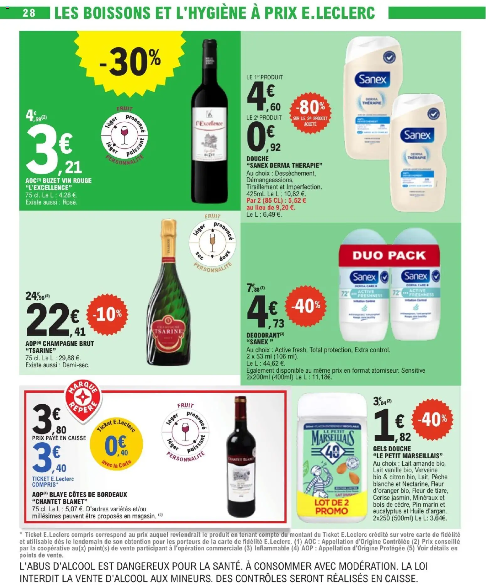 {H1} | Page: 28 | Produits: Amande, Champagne brut, Déodorant, Champagne